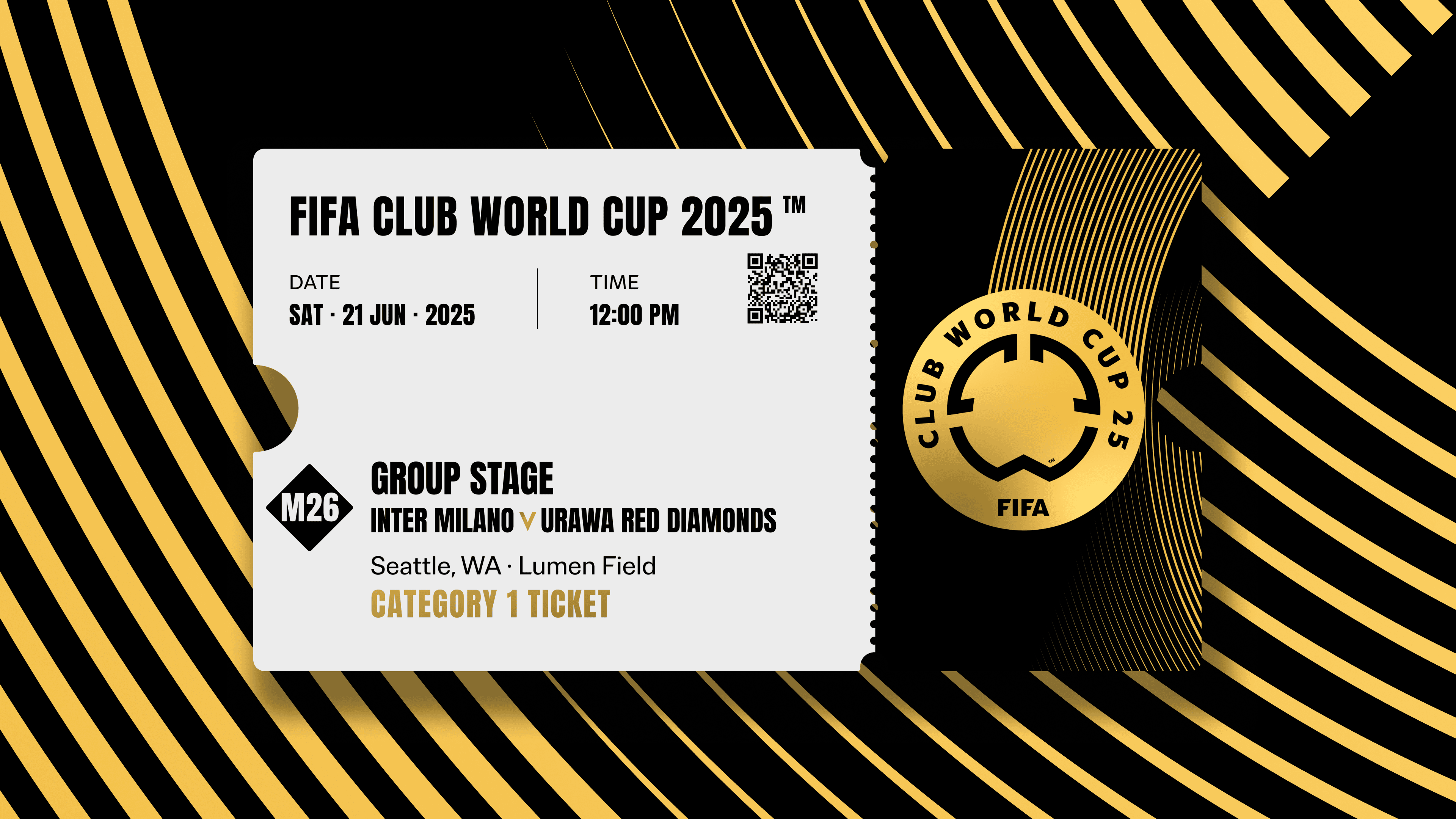 Collectible valid as three tickets to FIFA Club World Cup 2025™ M26 Internazione Milano vs Urawa Red Diamonds