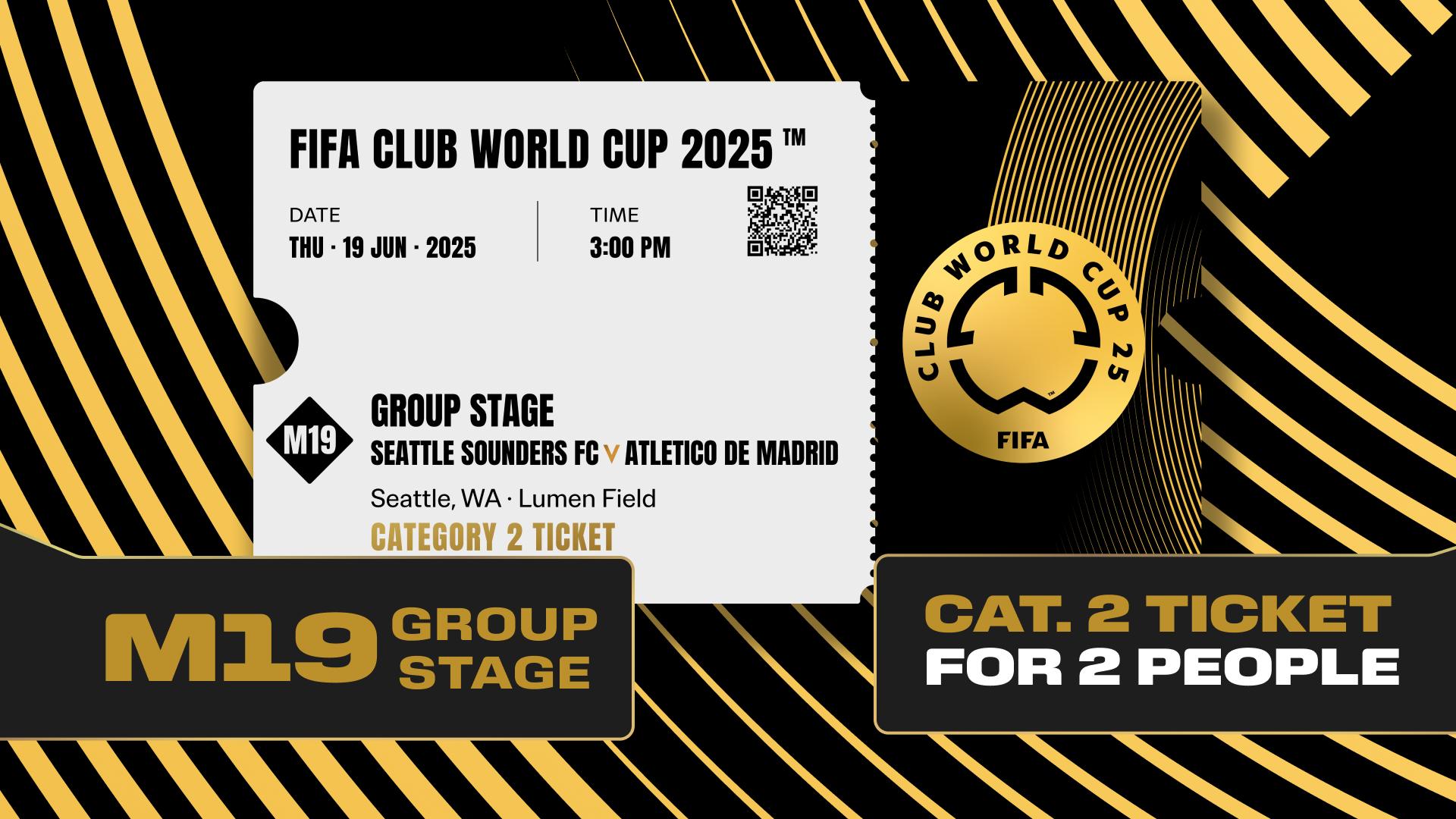 Collectible valid as two tickets to FIFA Club World Cup 2025™ M19 Seattle Sounders vs Atletico de Madrid