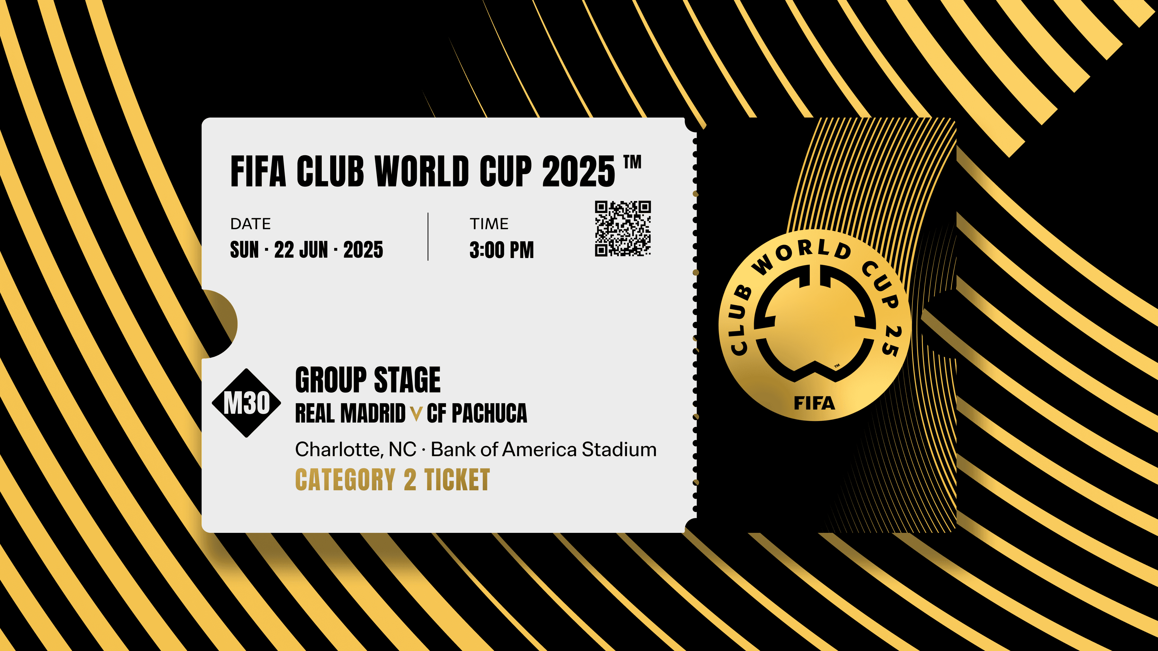 Collectible valid as two tickets to FIFA Club World Cup 2025™ M30 Real Madrid vs CF Pachuca