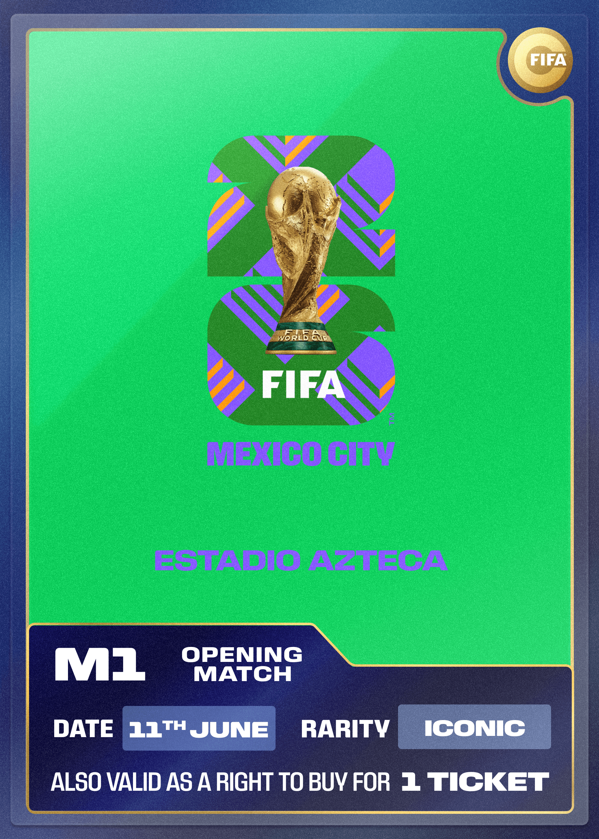 Collectible also valid as RTB for 1 ticket to M1 Mexico City