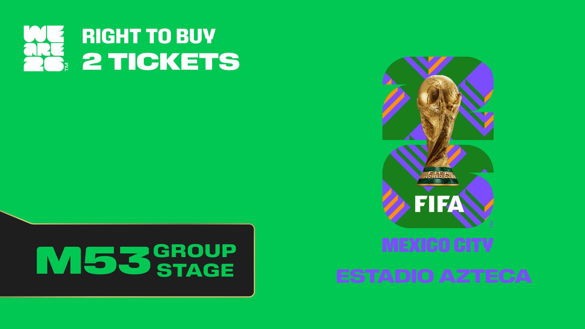 Collectible also valid as RTB for 2 tickets to M53 Mexico City