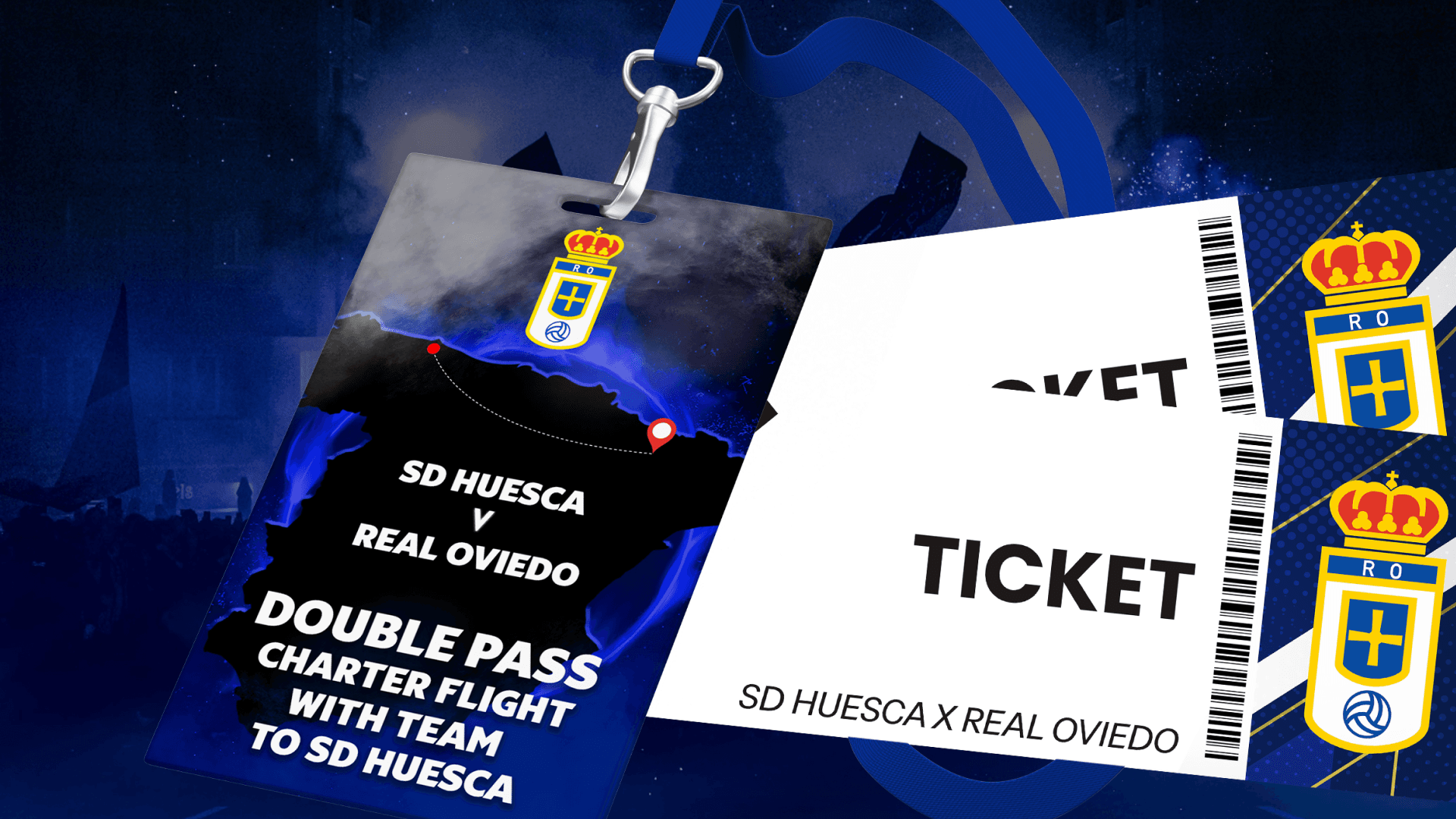 Double Pass to Charter Flight with the Team to SD Huesca x Real Oviedo + Match Tickets - May 4, 2025