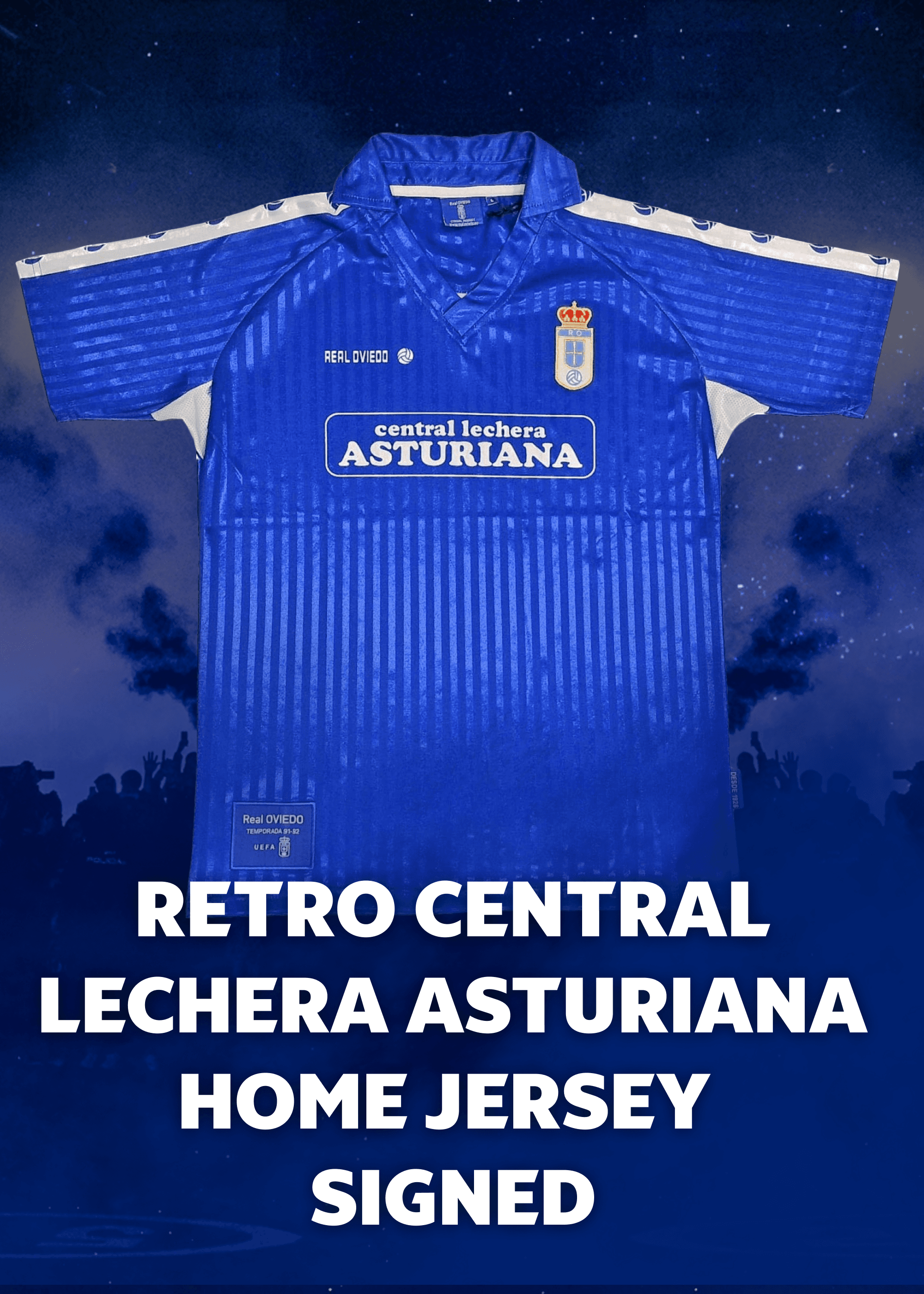 Maglia retro Real Oviedo 1991/1992 Central Lechera Asturiana - Firmata