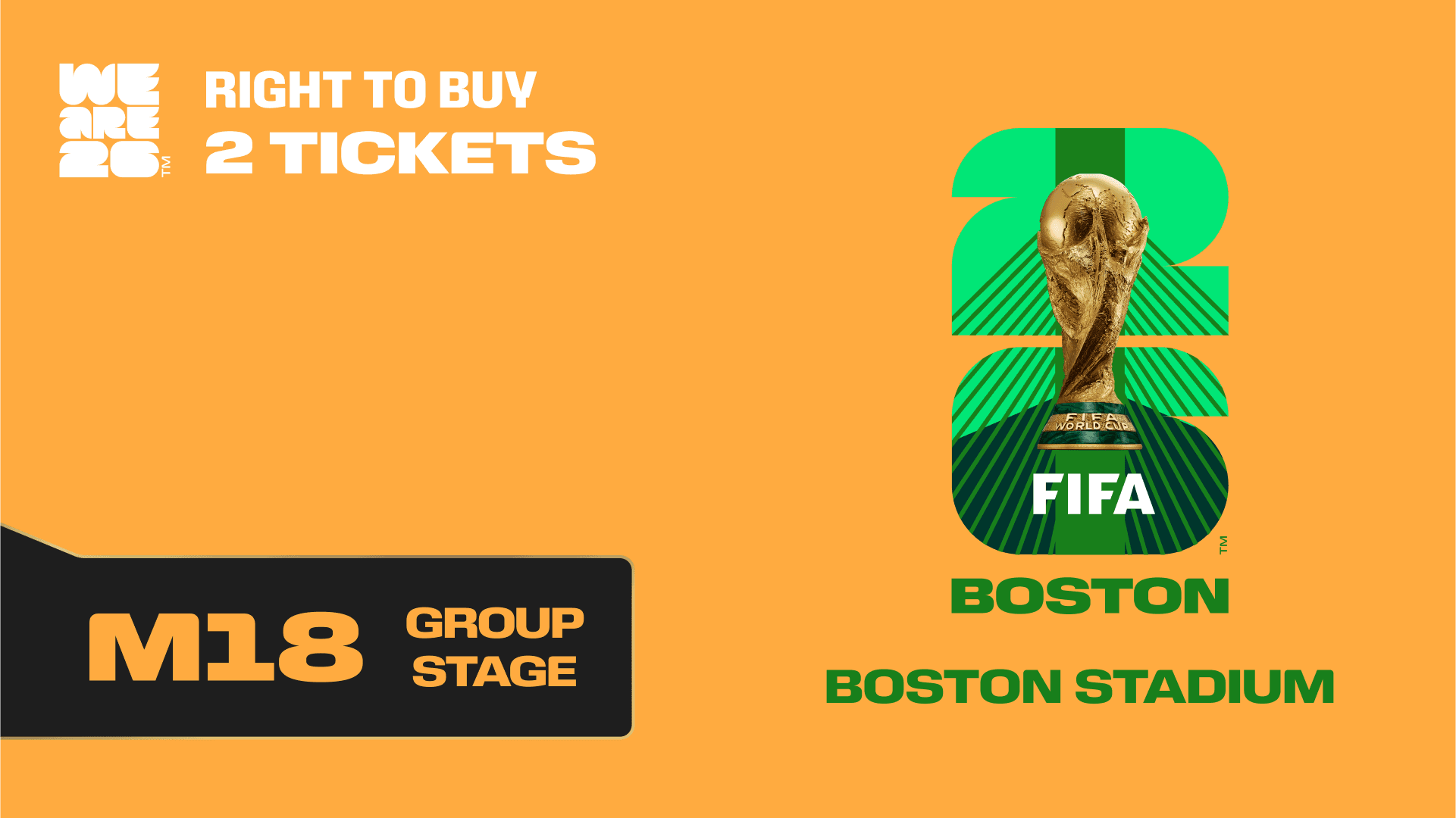 Collectible also valid as RTB for 2 tickets to M18 Boston