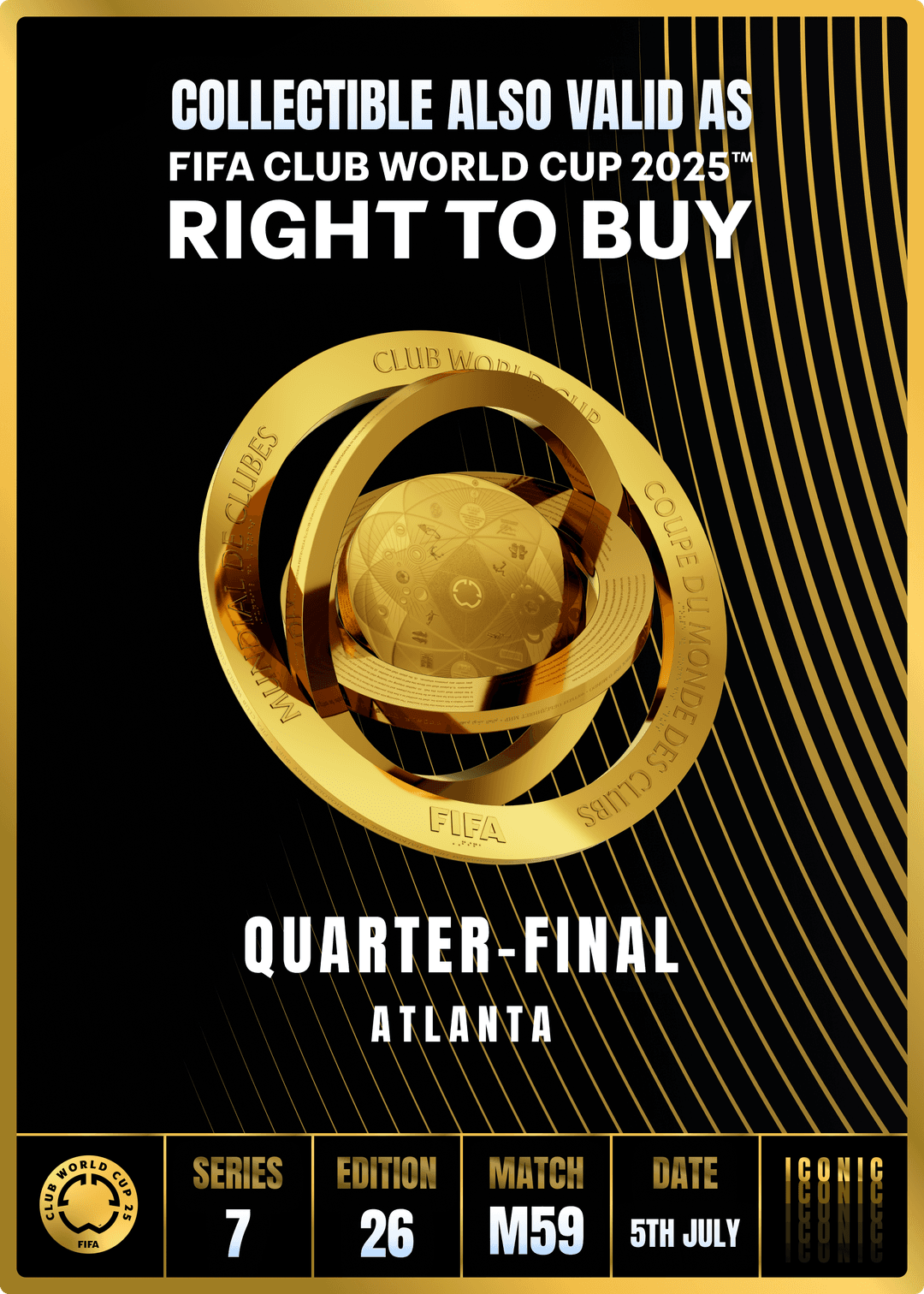 NO LONGER VALID - Collectible valid as RTB for 2 tickets to a FIFA