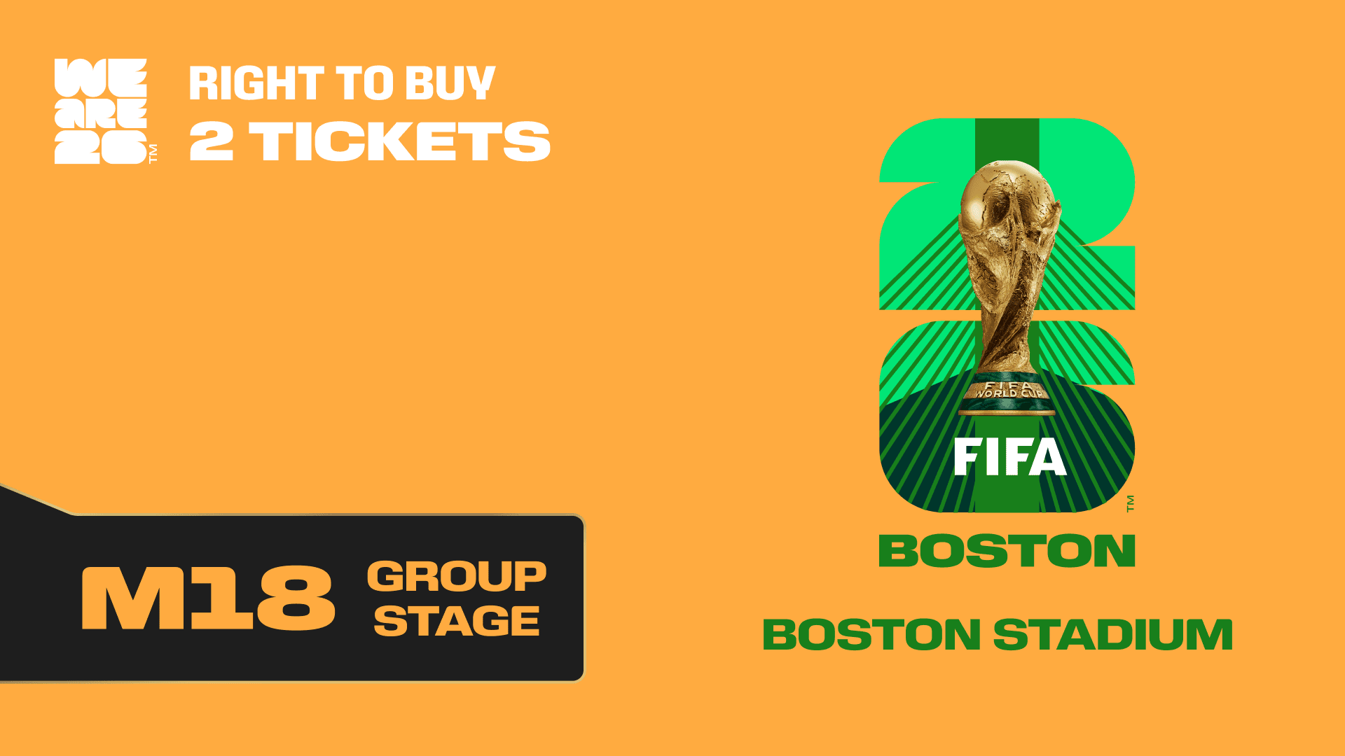 Collectible also valid as RTB for 2 tickets to M18 Boston