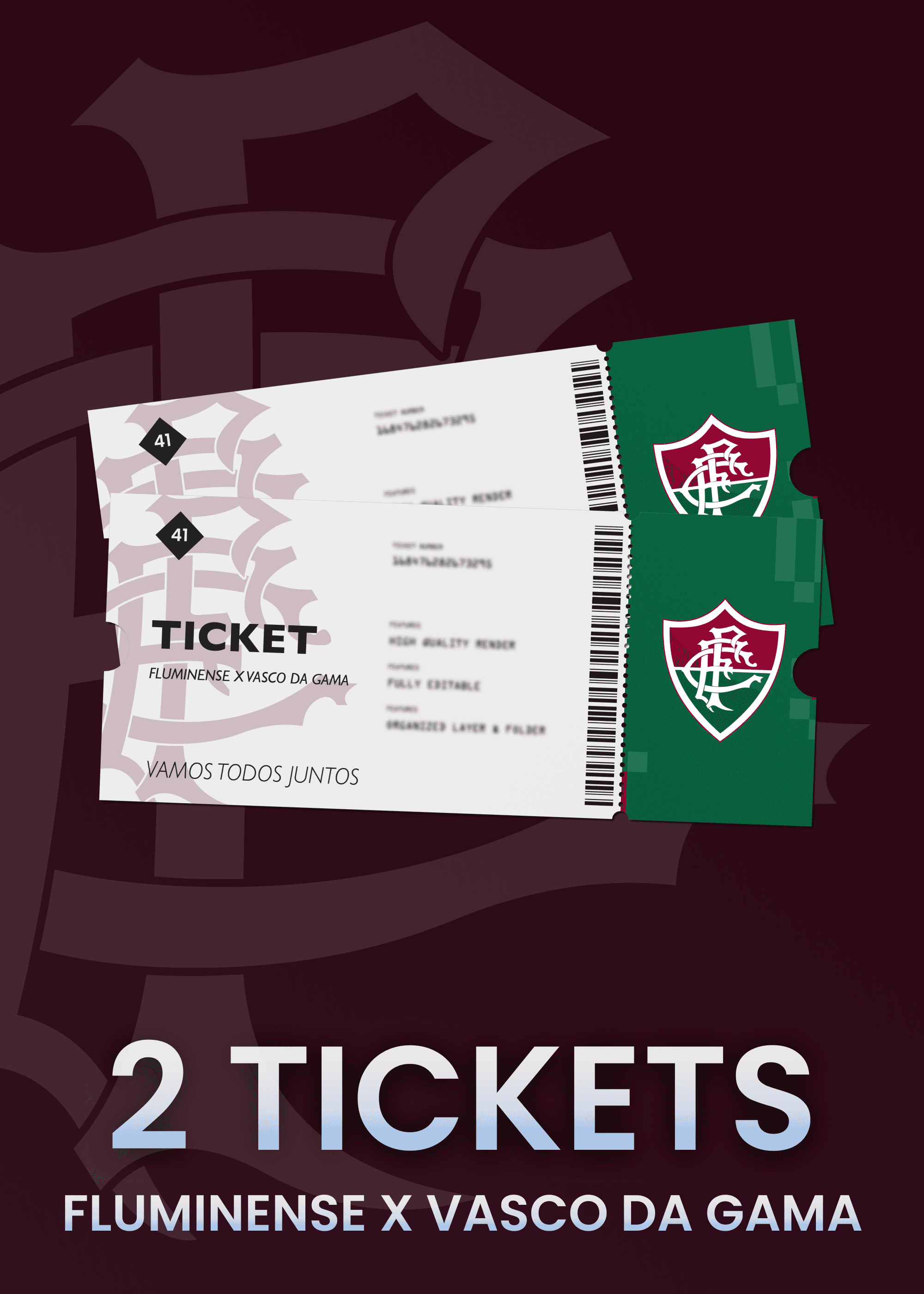 Carta de recompensa válida para um par de ingressos para Fluminense vs Vasco da Gama