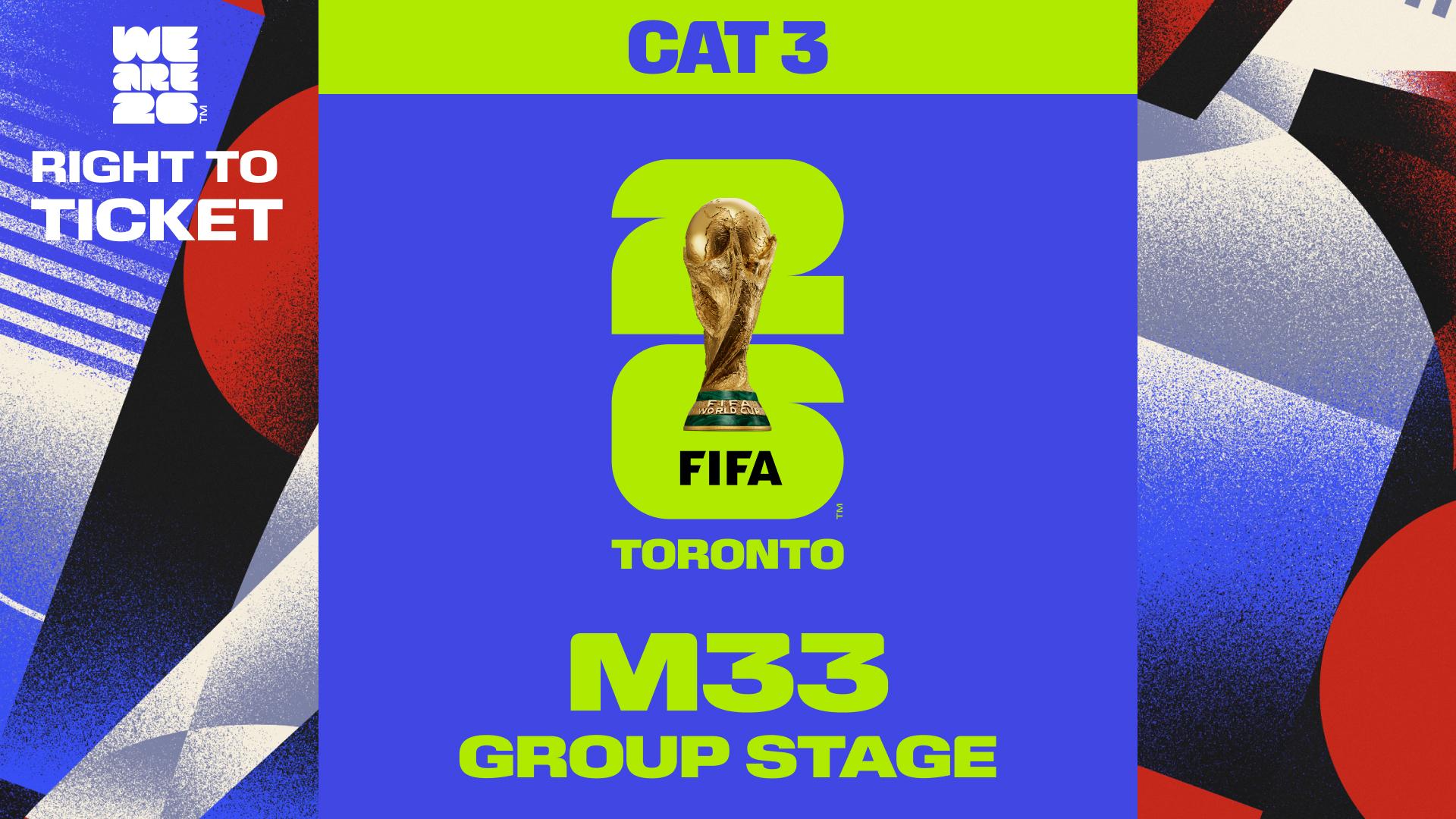 Collectible also valid as Right To Ticket Category 3 for M33 Toronto