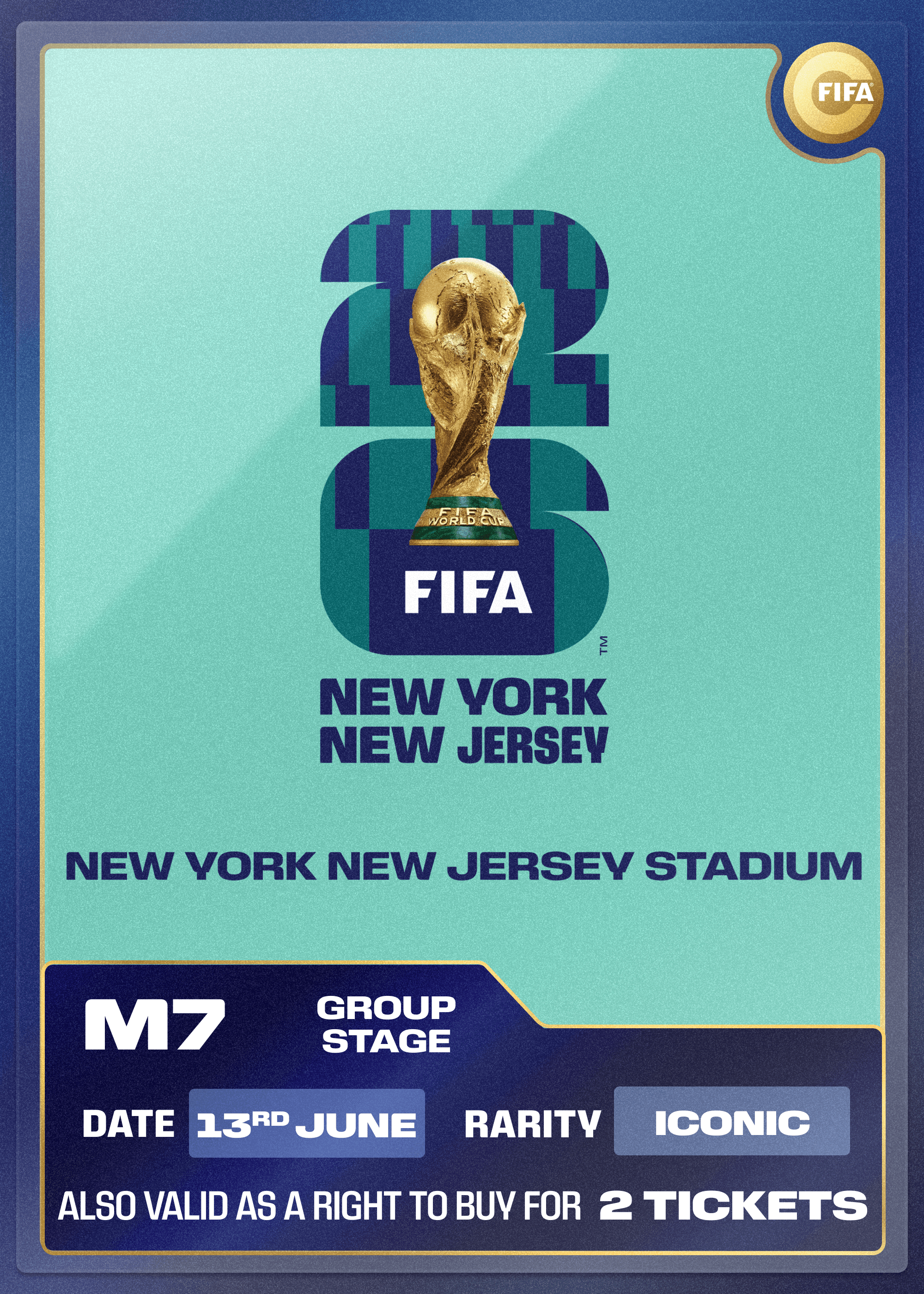 Collectible also valid as RTB for 2 tickets to M7 New York