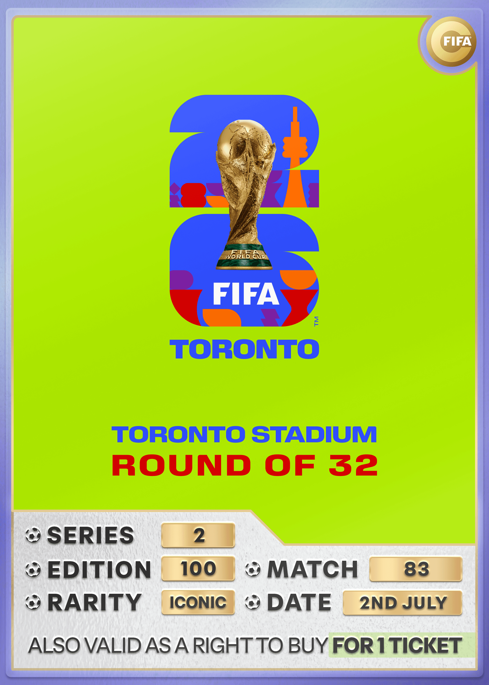 Collectible also valid as RTB for 1 ticket to M83 Toronto