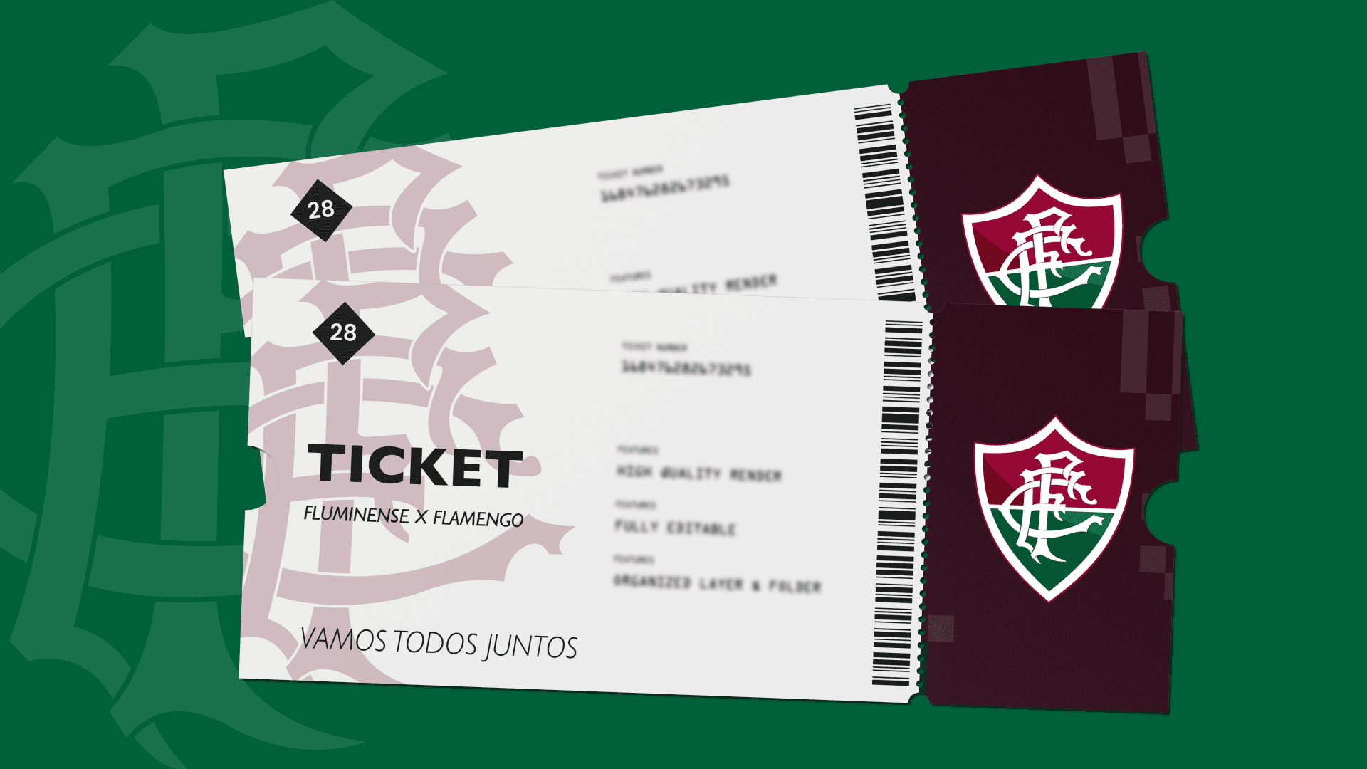 Reward card valid for a pair of tickets to Fluminense vs Flamengo