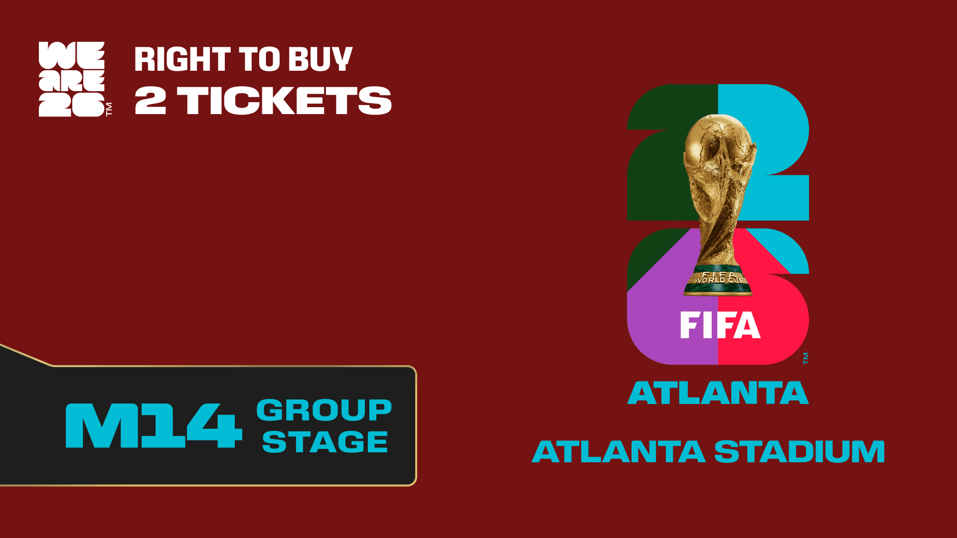Collectible also valid as RTB for 2 tickets to M14 Atlanta