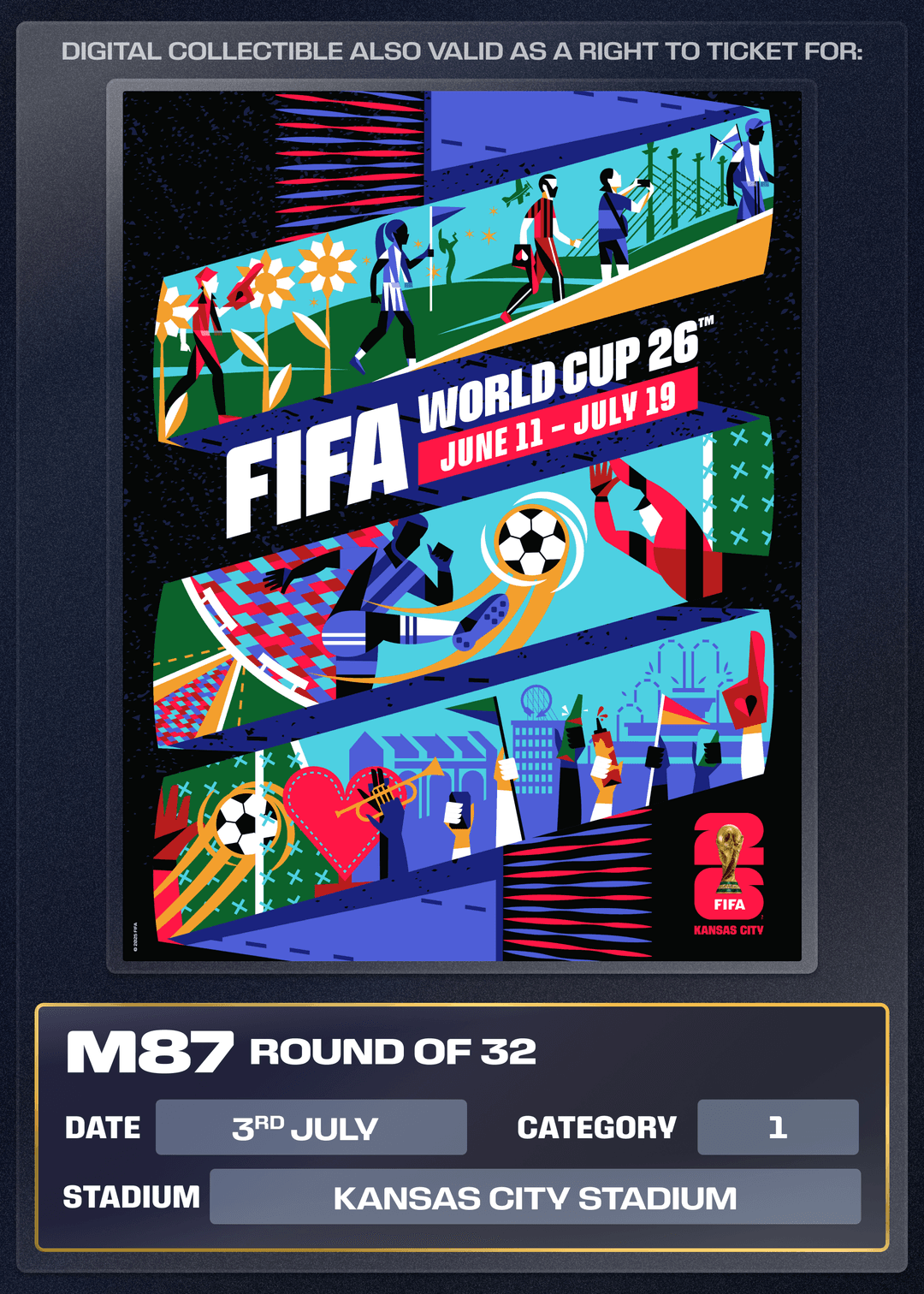 Collectible also valid as Right To Ticket Category 1 for M87