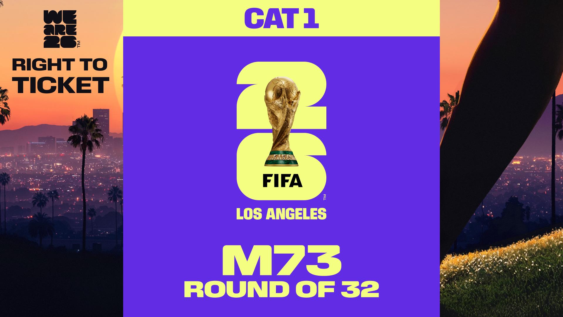 Collectible also valid as Right To Ticket Category 1 for M73 Los Angeles