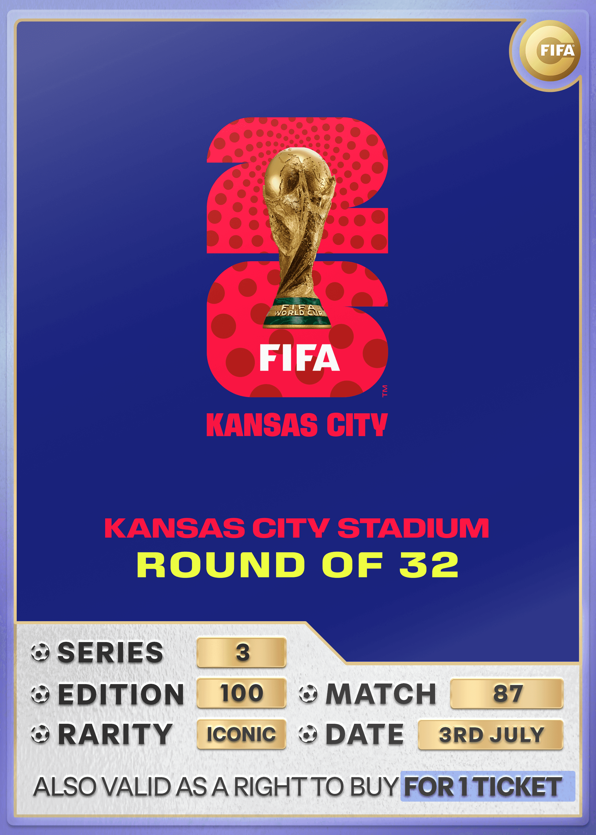 Collectible also valid as RTB for 1 ticket to M87 Kansas