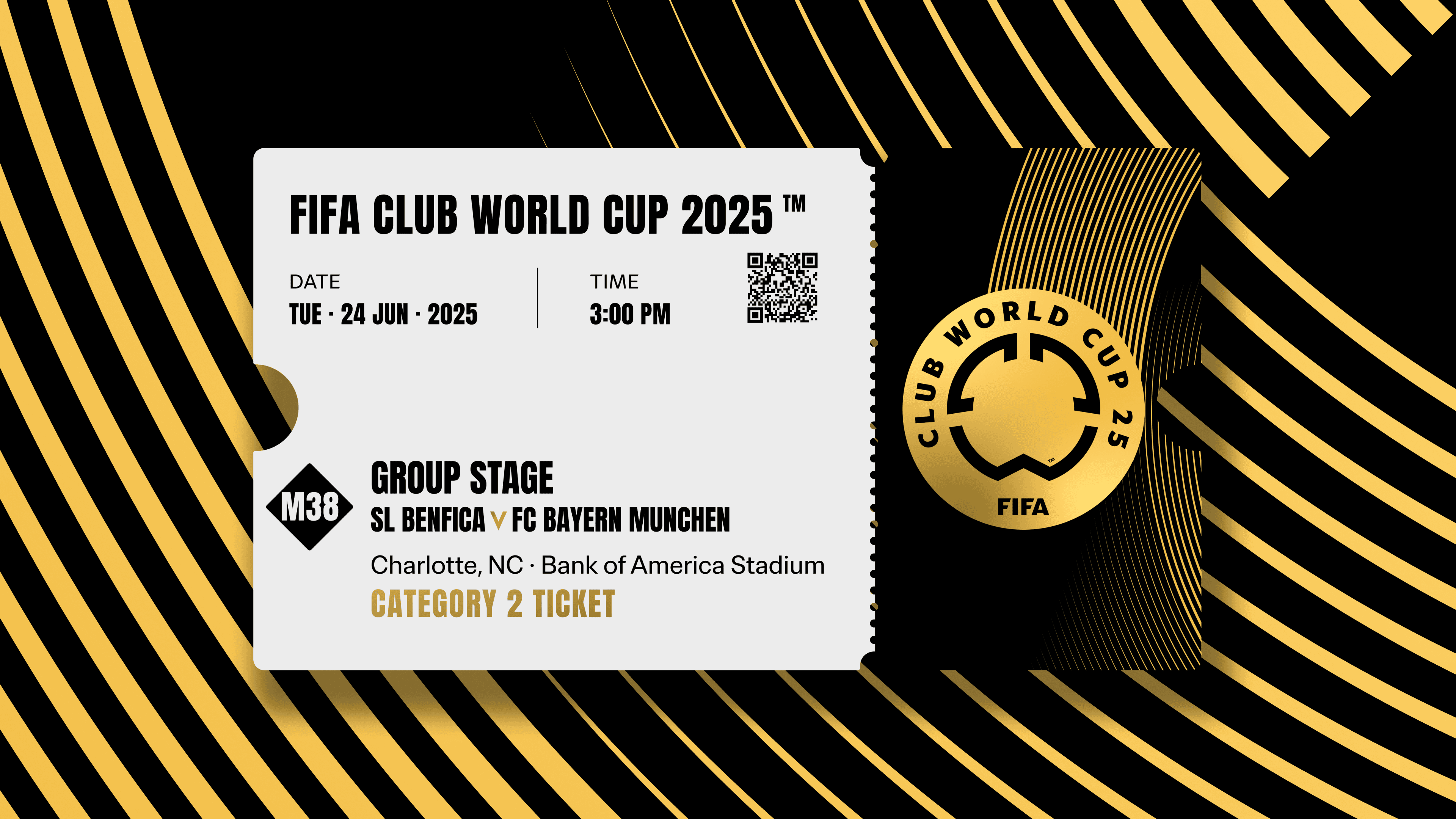 Collectible valid as four tickets to FIFA Club World Cup 2025™ M38 SL Benfica vs Bayern Munich