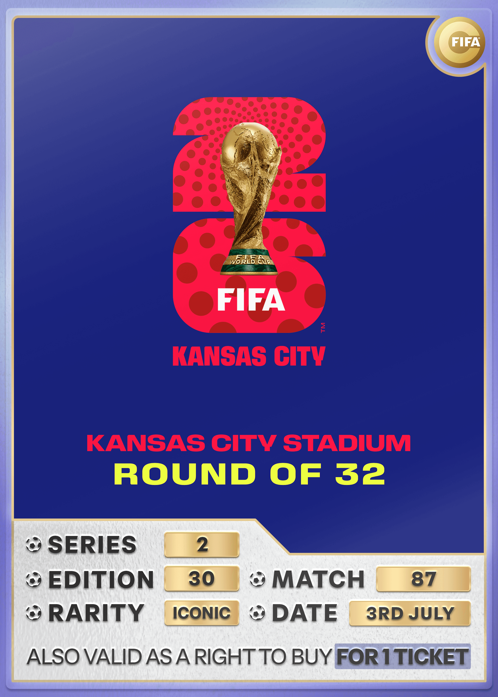Collectible also valid as RTB for 1 ticket to M87 Kansas