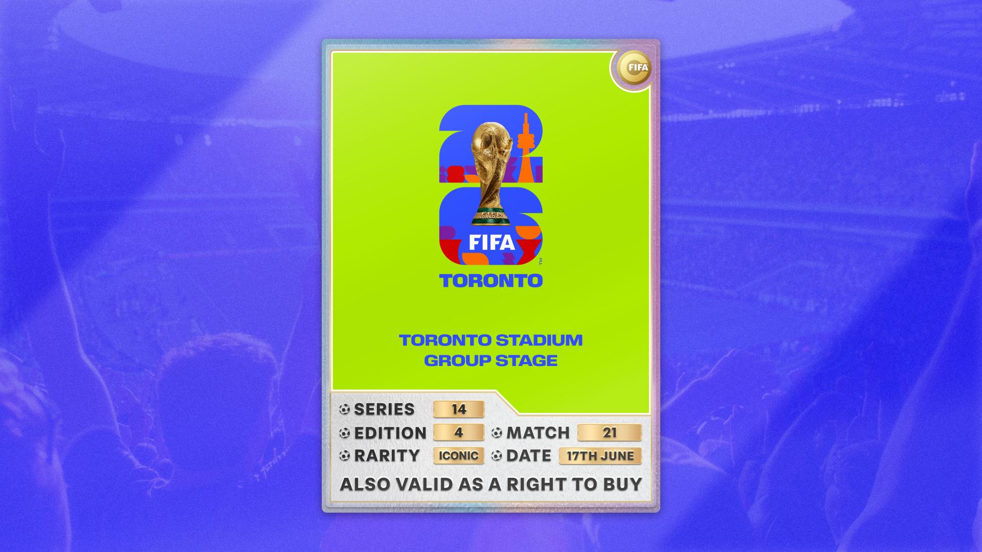 Collectible also valid as RTB for 2 tickets to M21 Toronto