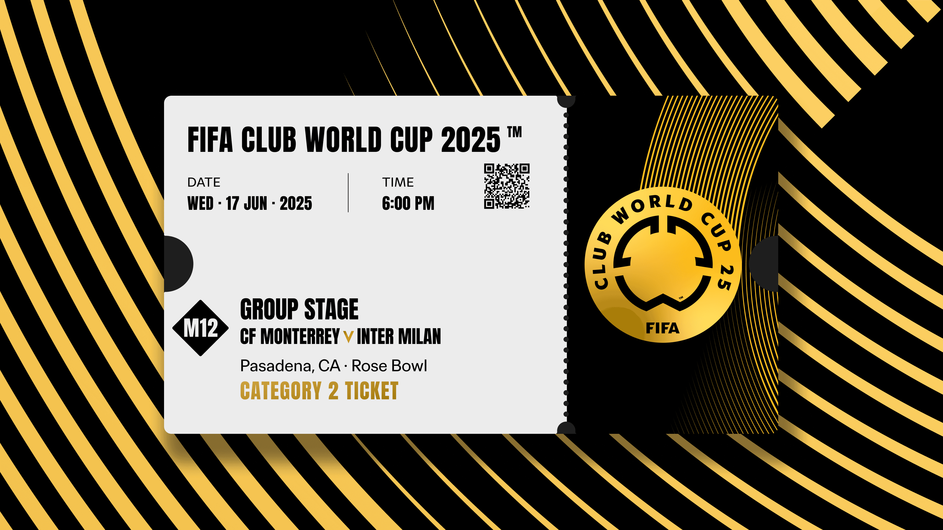 Collectible valid as two tickets to FIFA Club World Cup 2025™ M12 CF Monterrey vs Internazione Milano