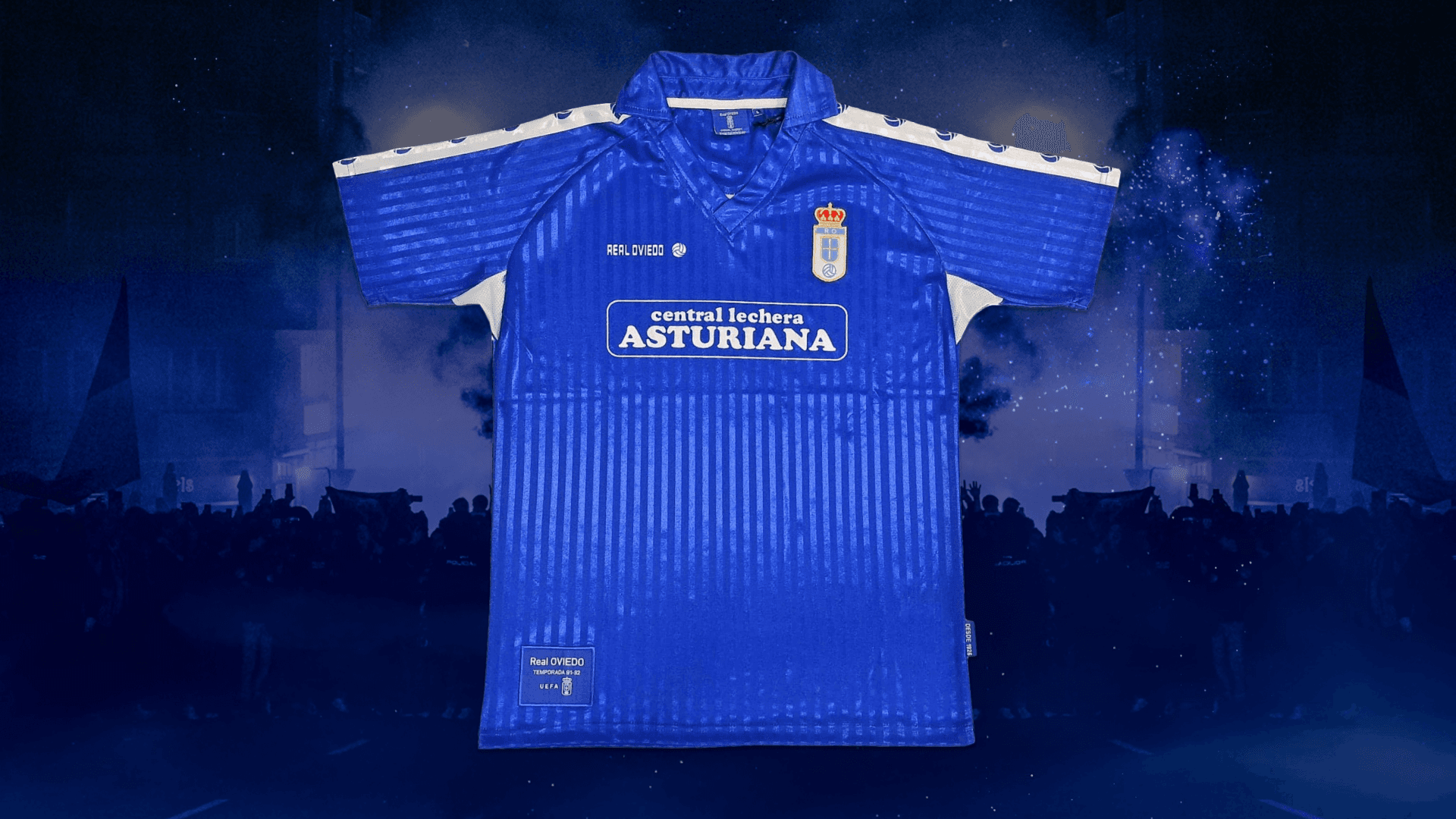 1991/1992 Real Oviedo Retro Central Lechera Asturiana Jersey - Signed