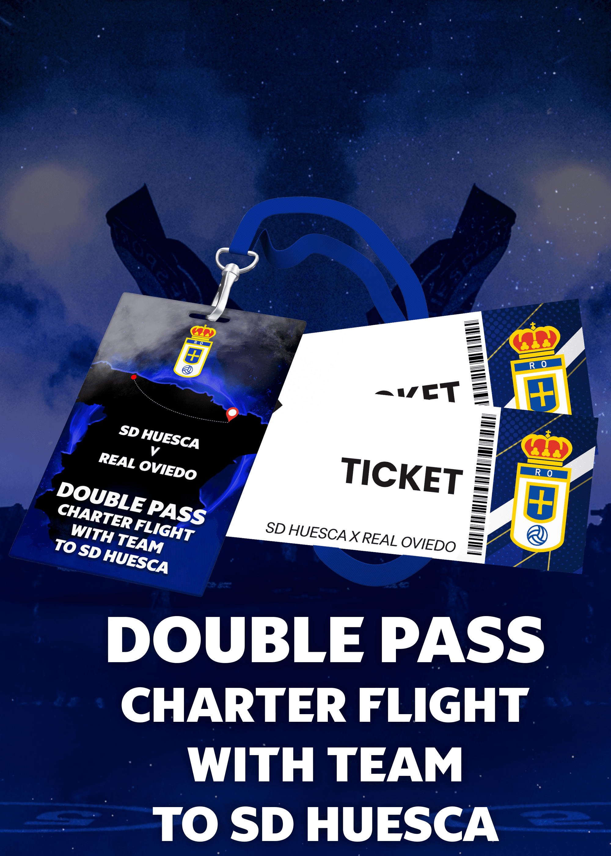 Double Pass to Charter Flight with the Team to SD Huesca x Real Oviedo + Match Tickets - May 4, 2025