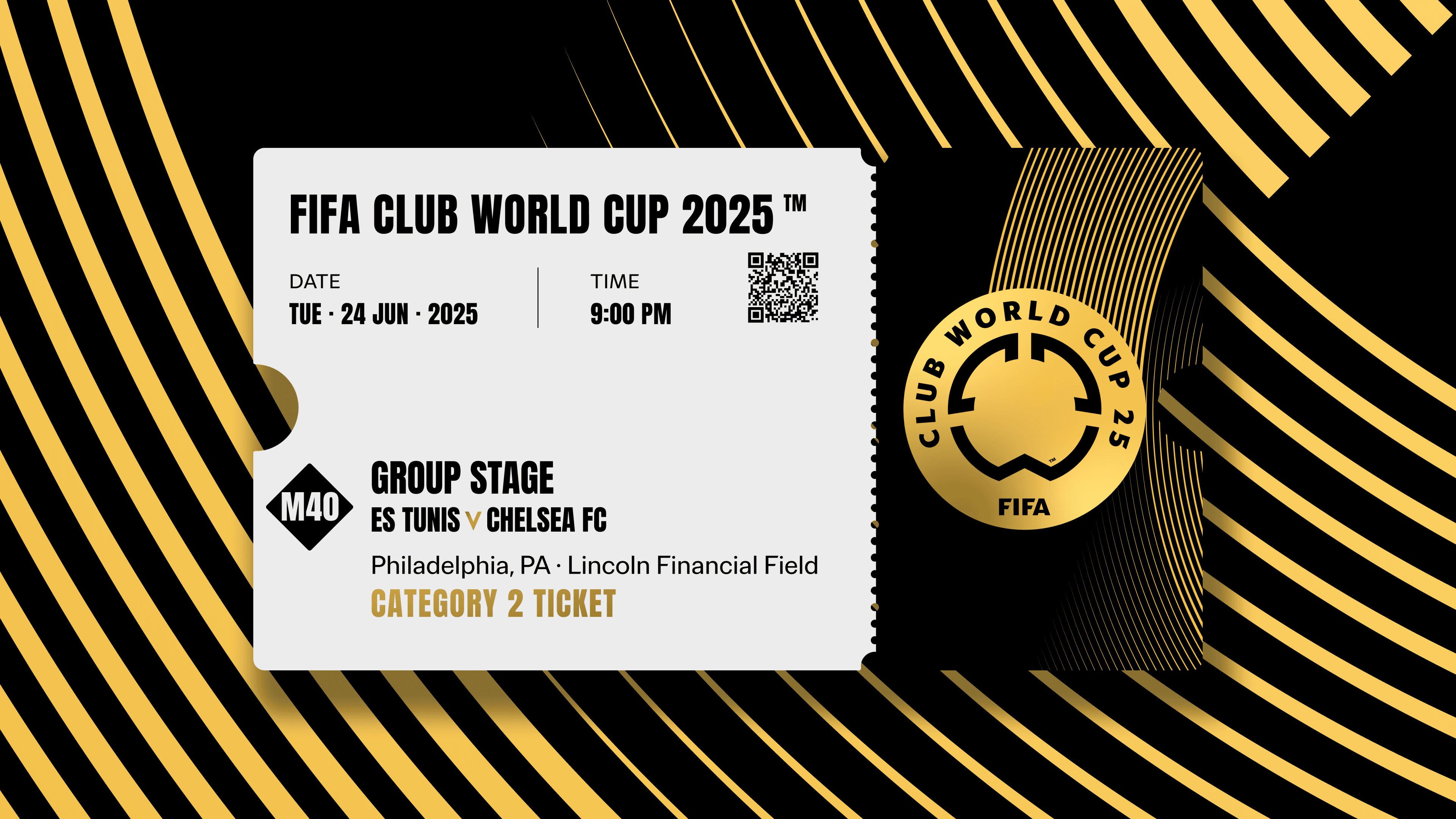 Coleccionable válido como cuatro entradas para la Copa Mundial de Clubes de la FIFA 2025™ M40 ES Tunis vs Chelsea