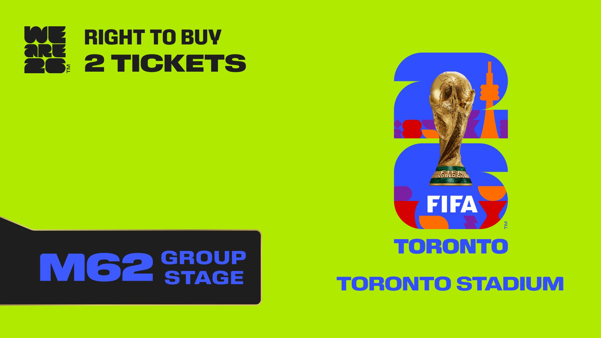 Collectible also valid as RTB for 2 tickets to M62 Toronto