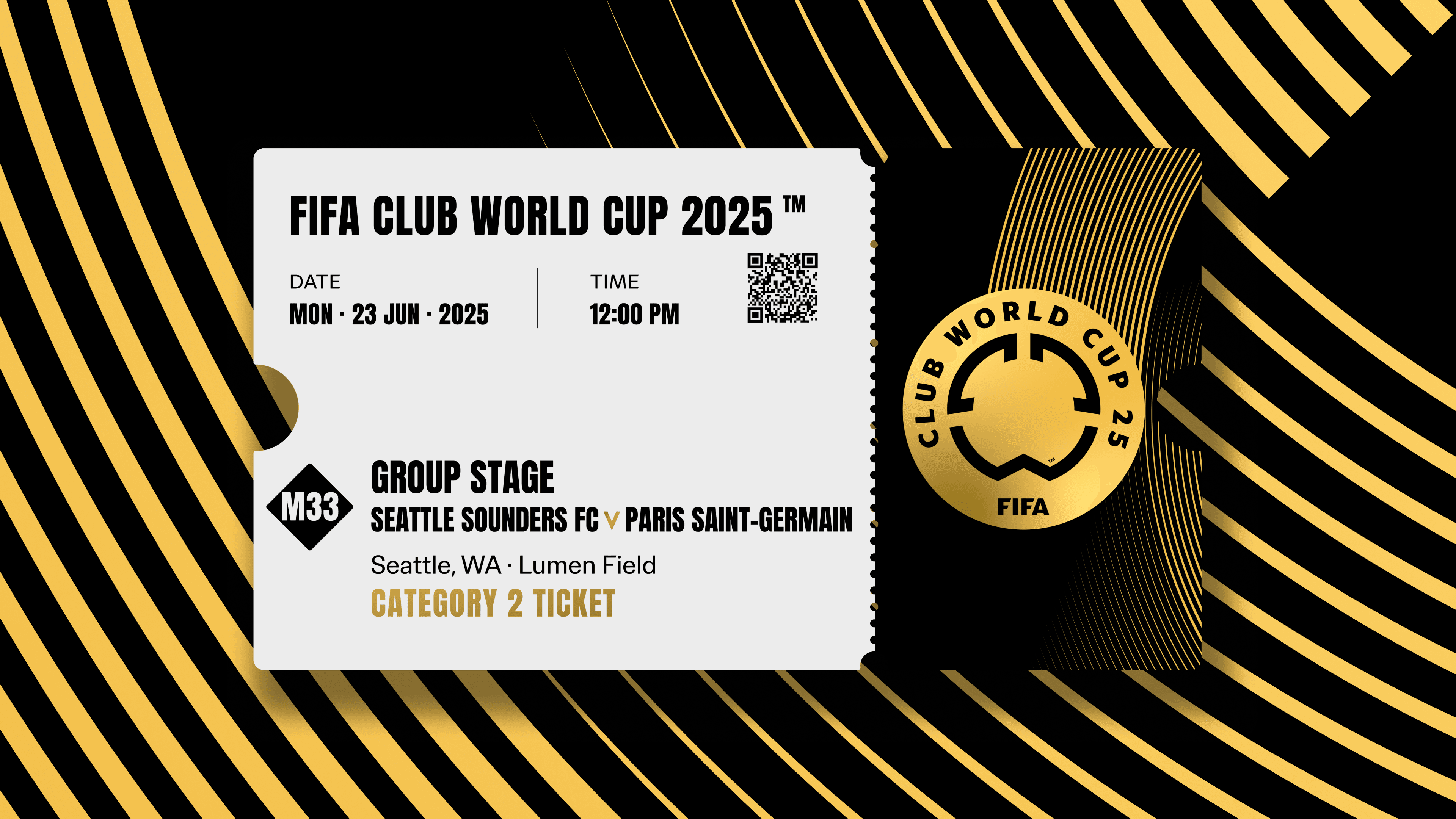 Collectible valid as two tickets to FIFA Club World Cup 2025™ M33 Seattle Sounders vs PSG