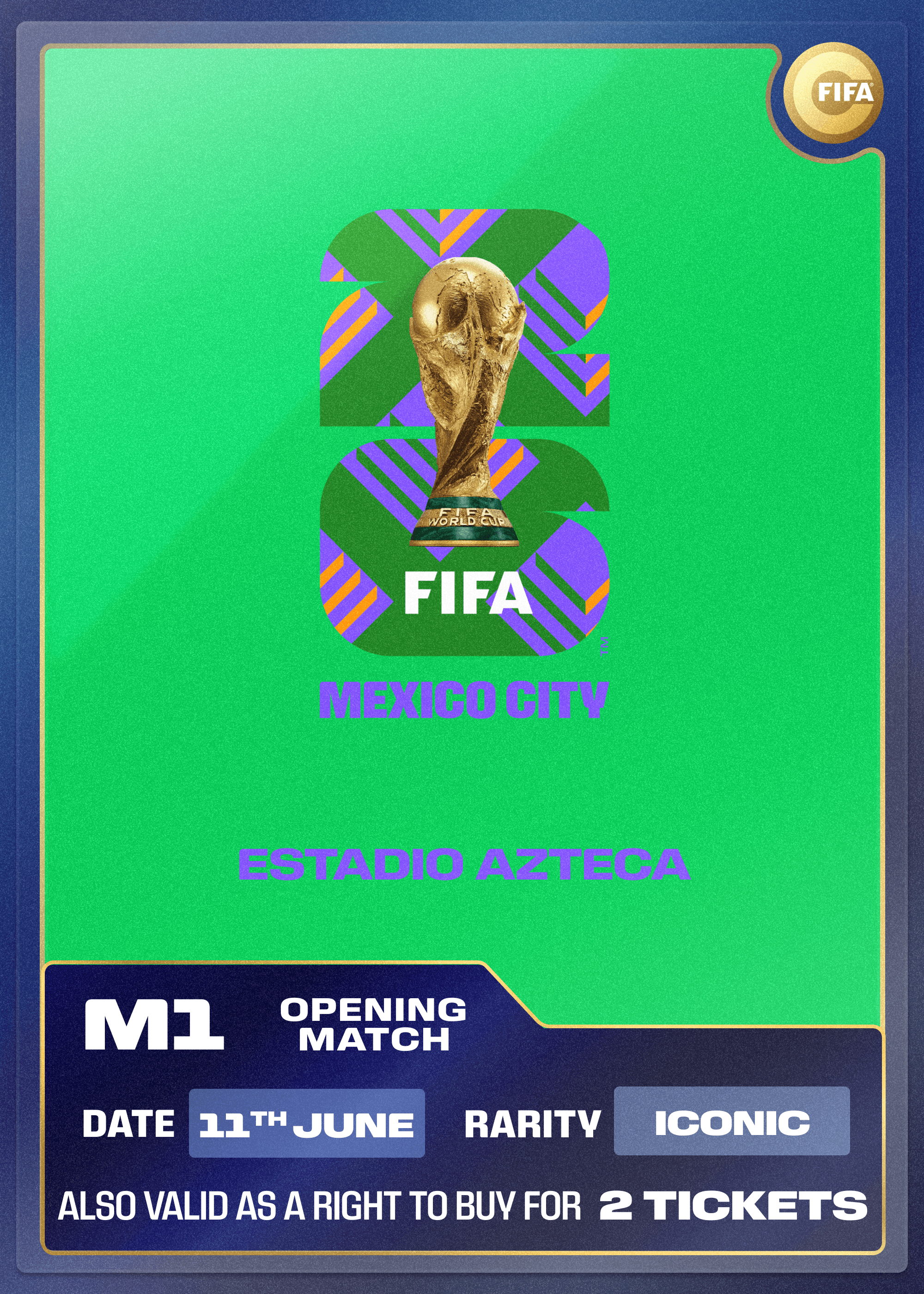 Collectible also valid as RTB for 2 tickets to M1 Mexico City