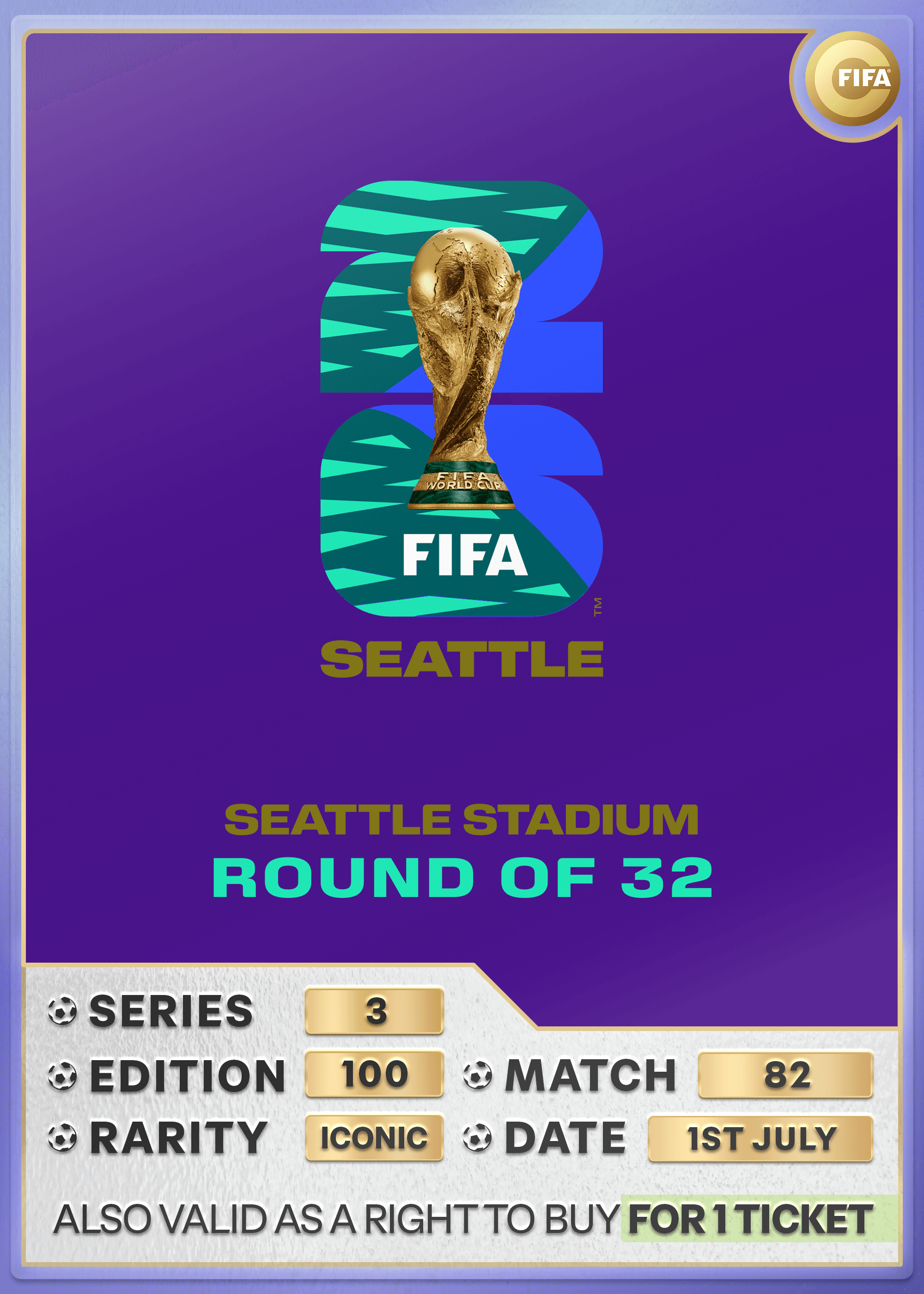 Collectible also valid as RTB for 1 ticket to M82 Seattle