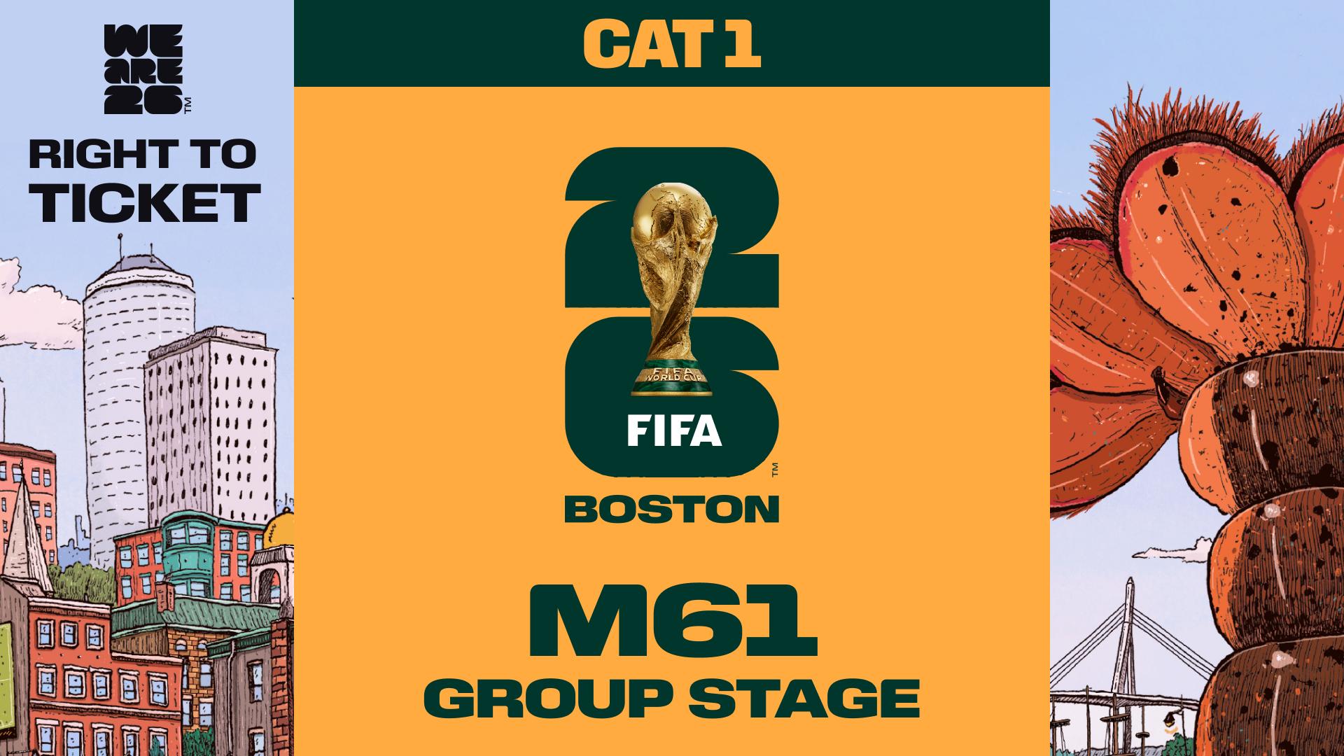 Collectible also valid as Right To Ticket Category 1 for M61 Boston