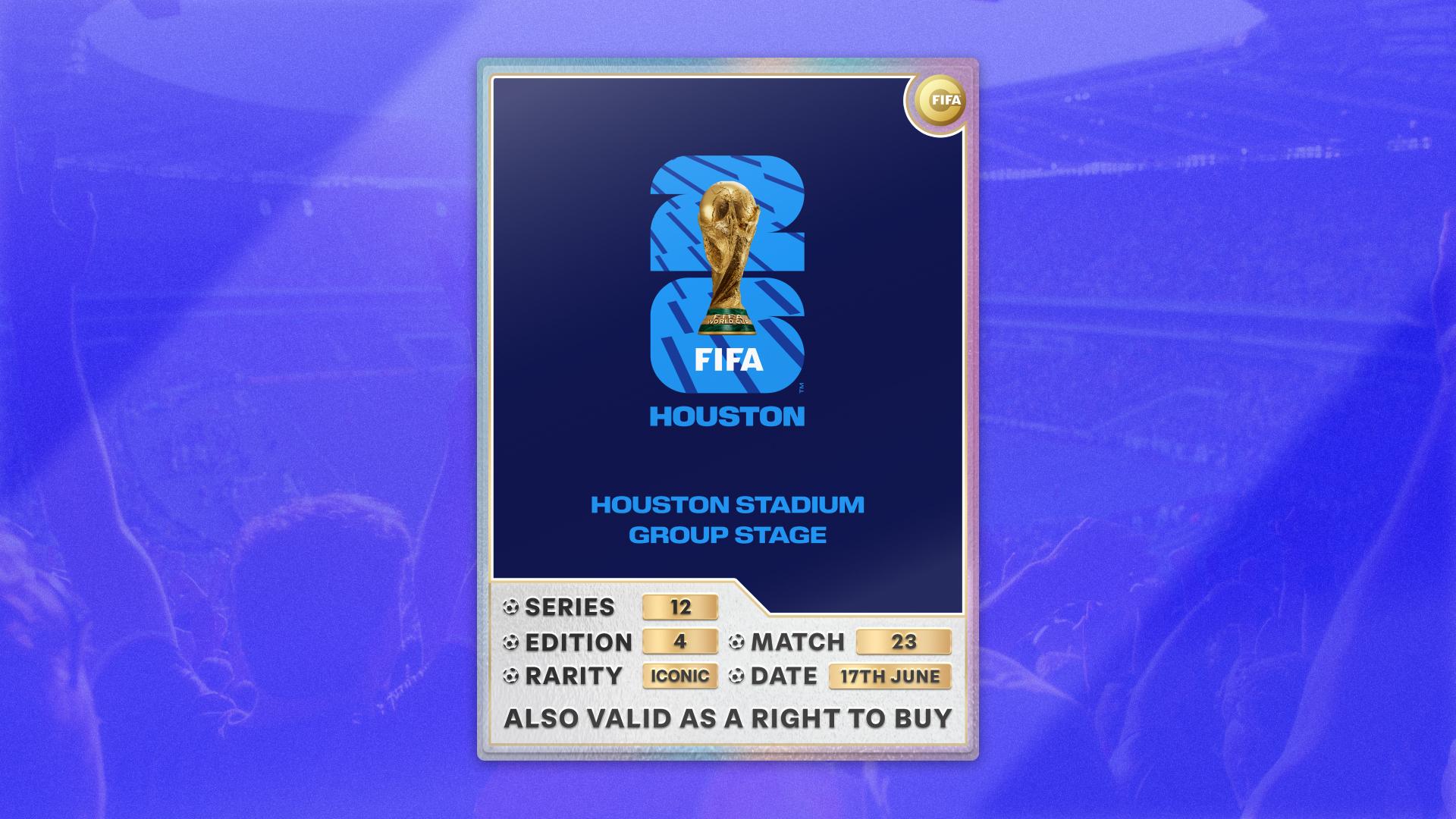 Collectible also valid as RTB for 2 tickets to M23 Houston