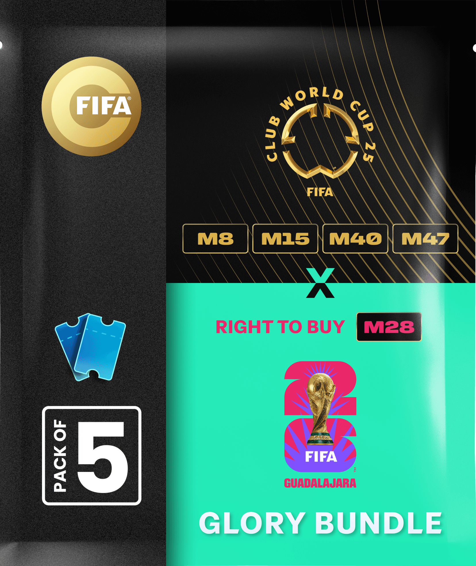 Glory Bundle: Tickets FIFA Club World Cup 2025™ + 2 RTB M28 FIFA World Cup 26™