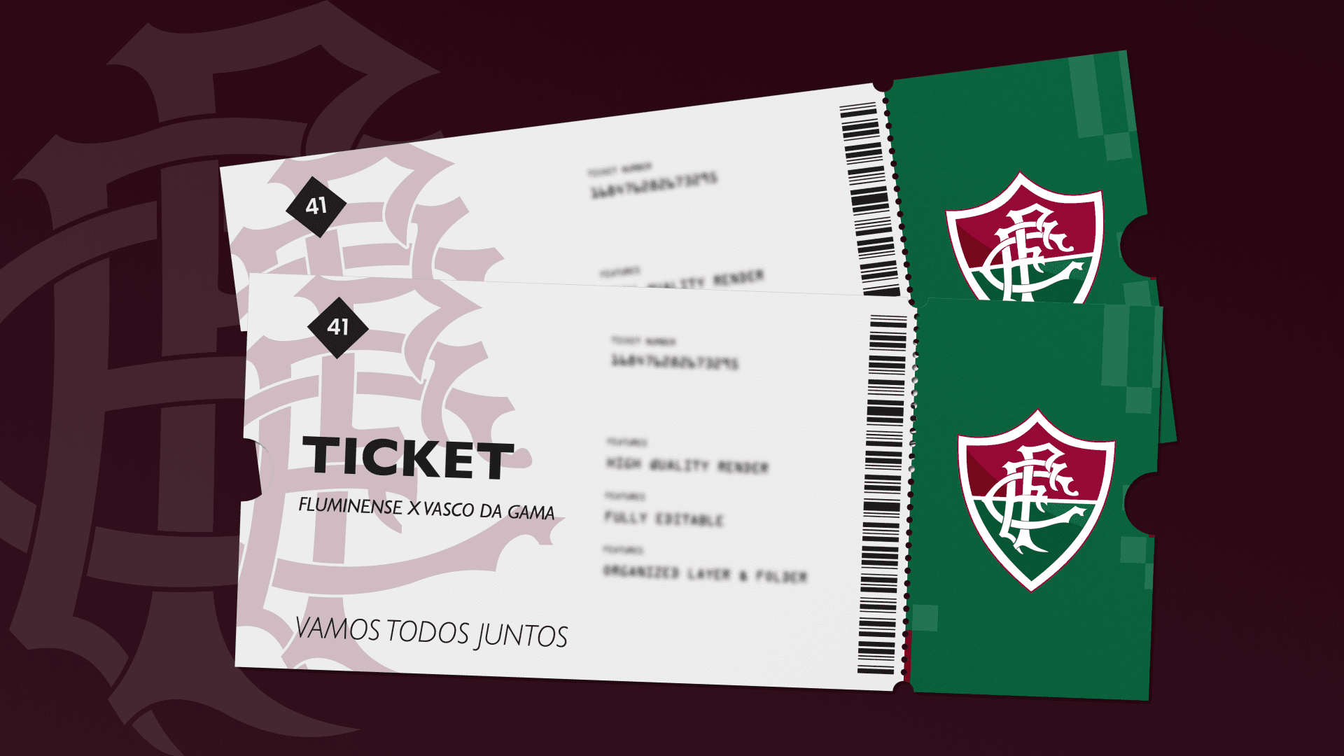 Carta de recompensa válida para um par de ingressos para Fluminense vs Vasco da Gama