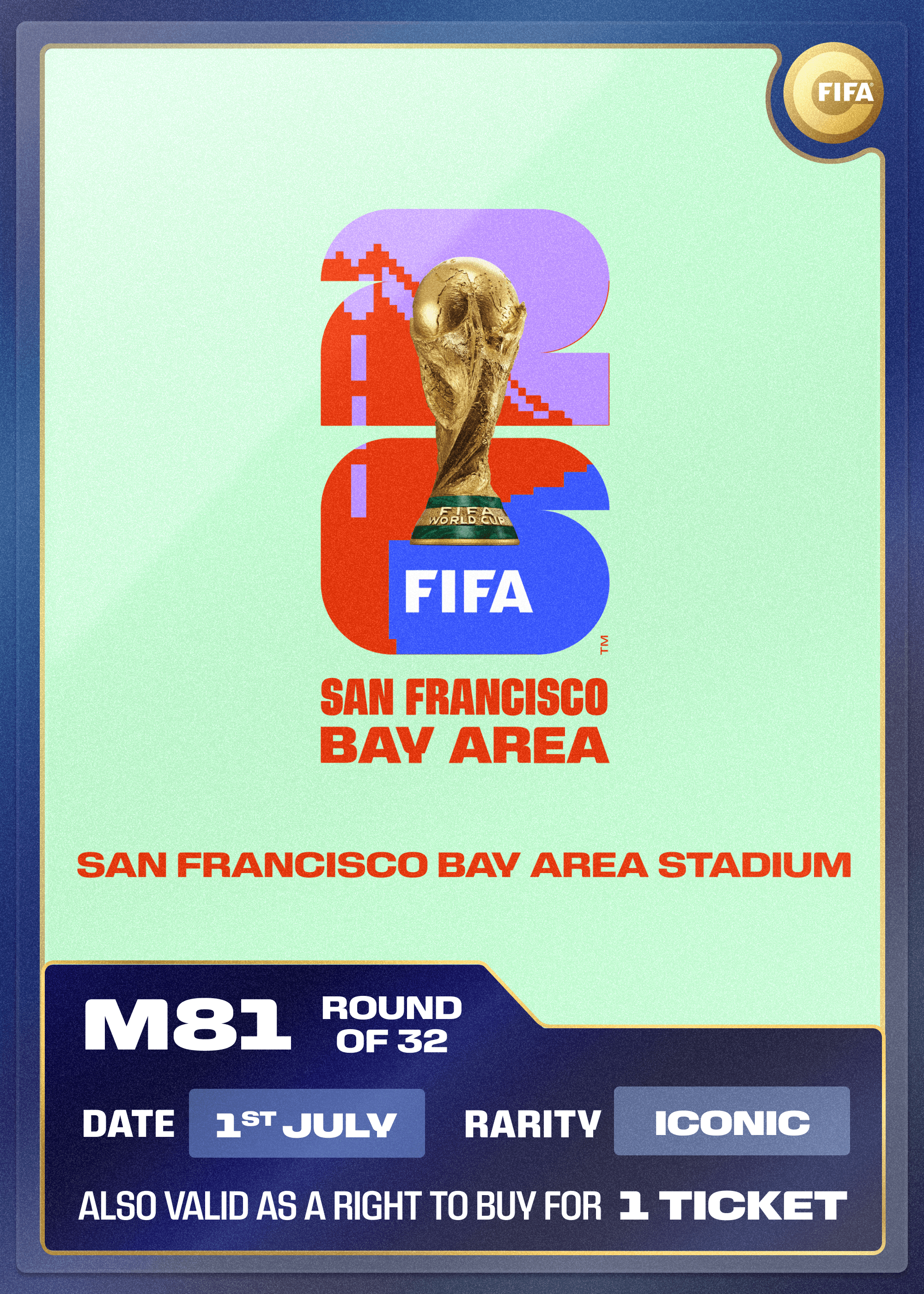 Collectible also valid as RTB for 1 ticket to M81 San Francisco
