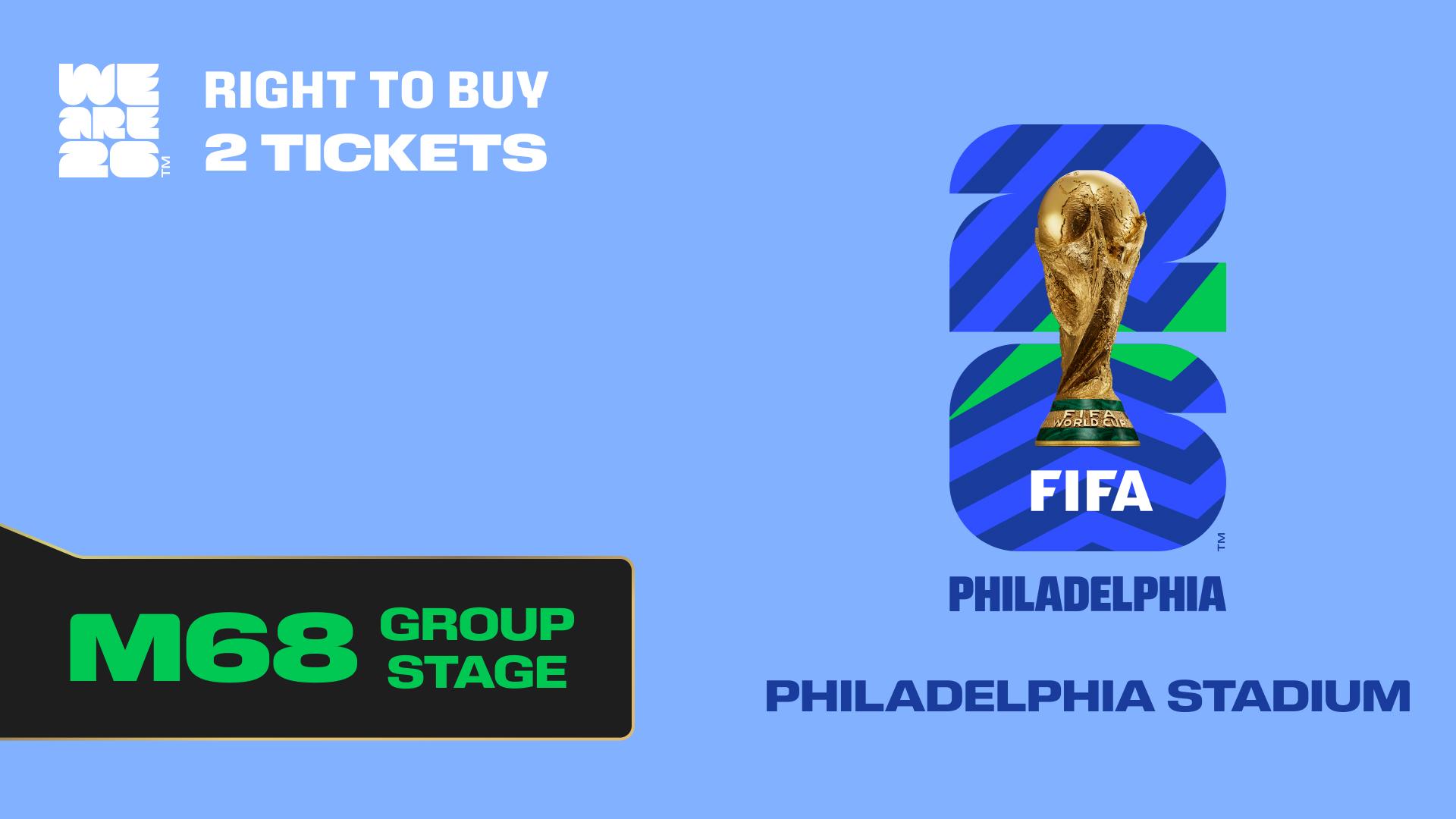 Collectible also valid as RTB for 2 tickets to M68 Philadelphia