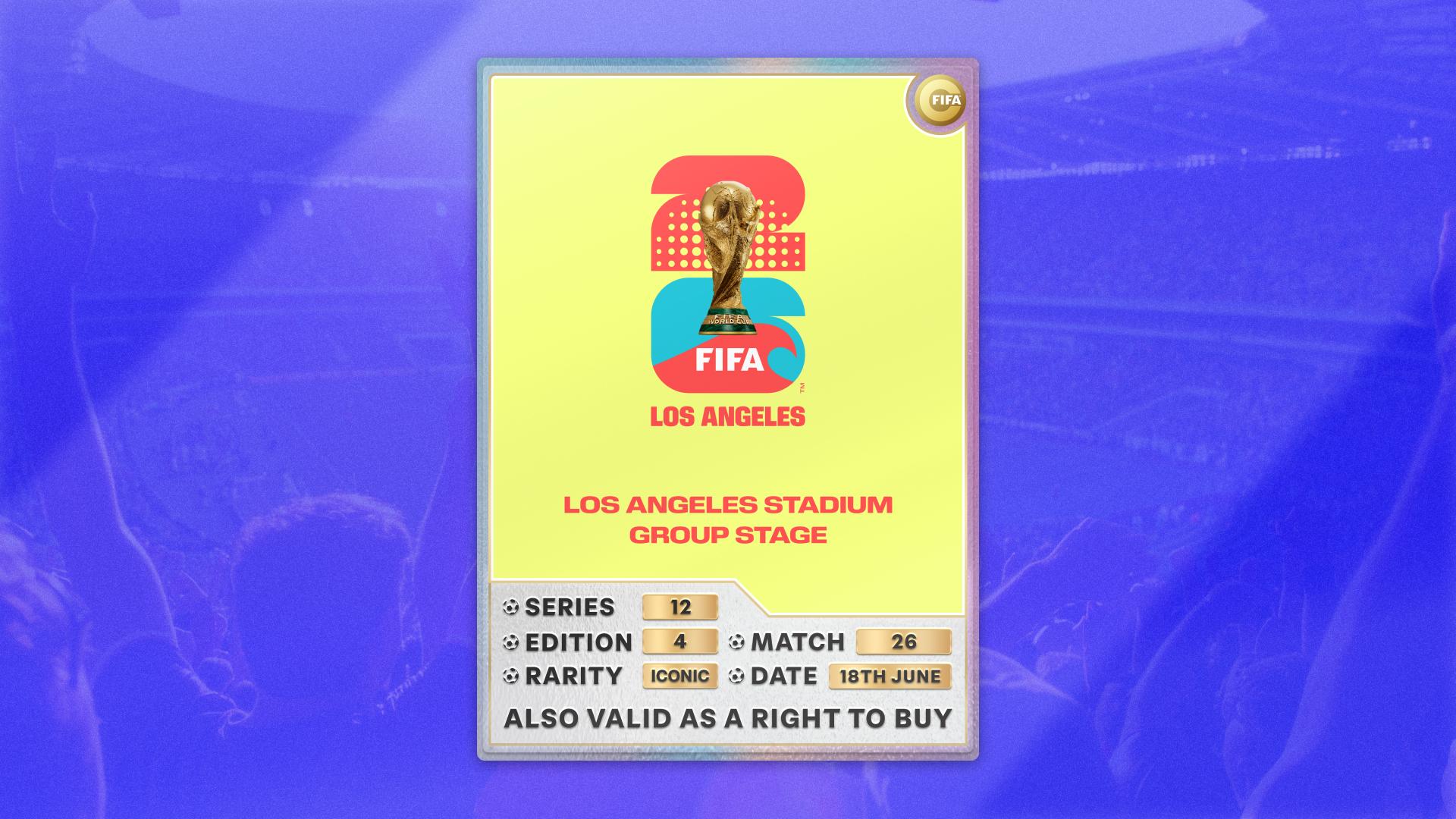 Collectible also valid as RTB for 2 tickets to M26 Los Angeles