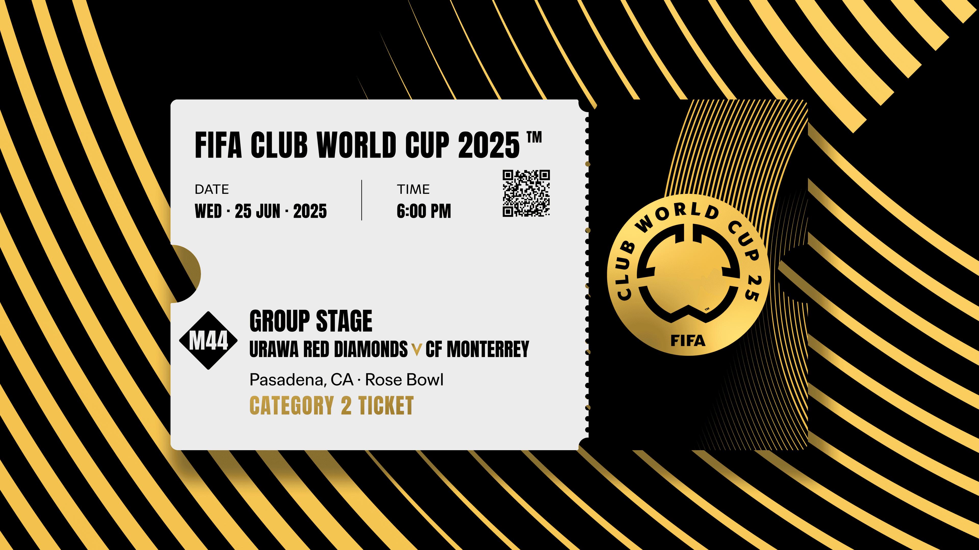 Collectible valid as two tickets to FIFA Club World Cup 2025™ M44 Urawa Red Diamonds vs CF Monterrey