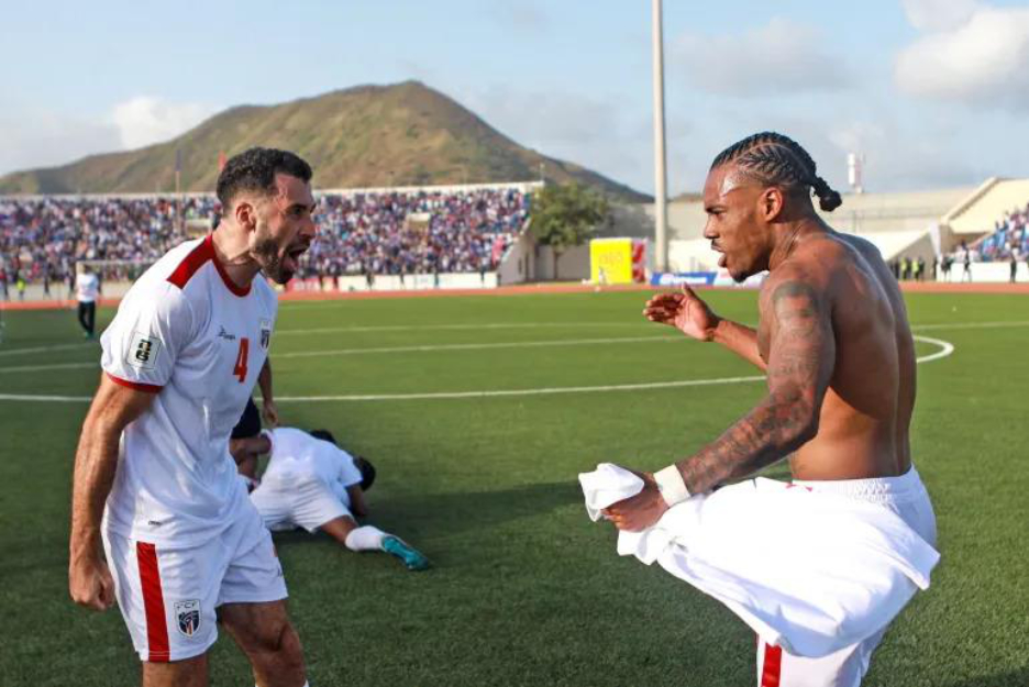 Cape Verde national football team celebrating their first-ever qualification for the FIFA World Cup 
